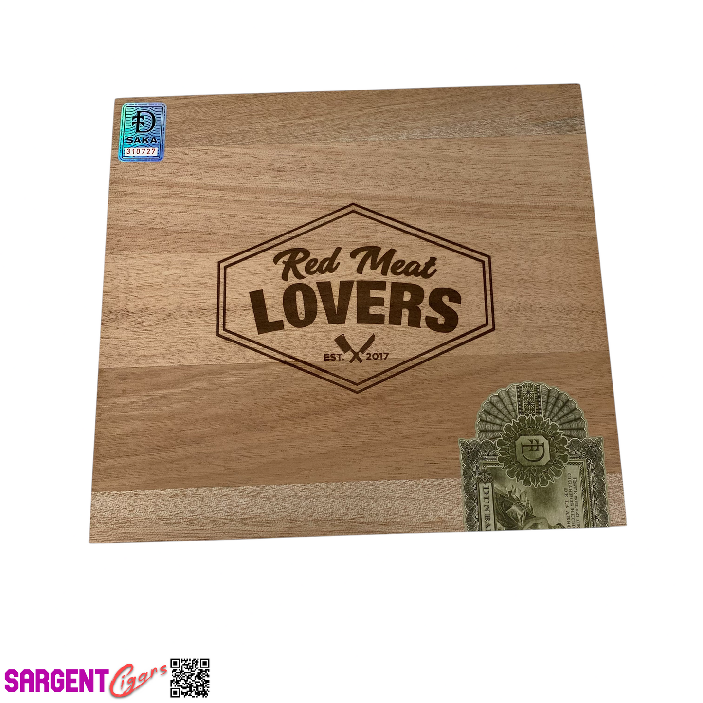 Dunbarton Red Meat Lovers Fritanga Empty Wooden Cigar Box 9.75x9x1.75