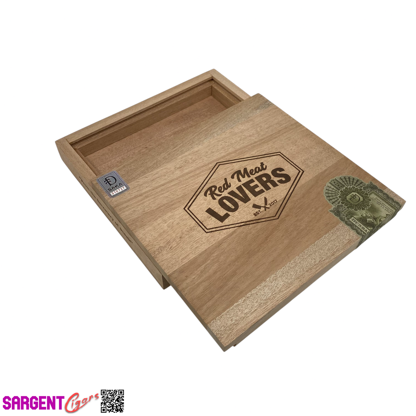 Dunbarton Red Meat Lovers Fritanga Empty Wooden Cigar Box 9.75x9x1.75
