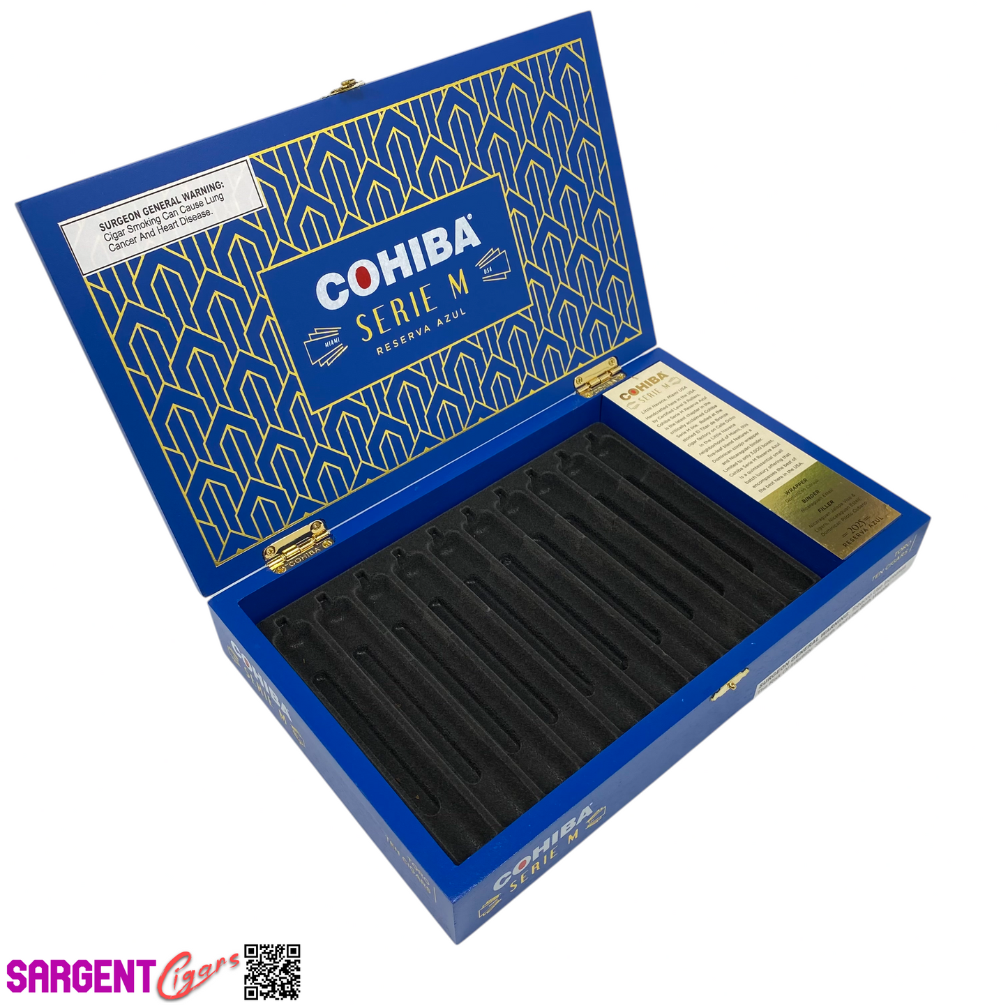 Cohiba Serie M Azul Toro Empty Wooden Cigar Box 12.75x8x2