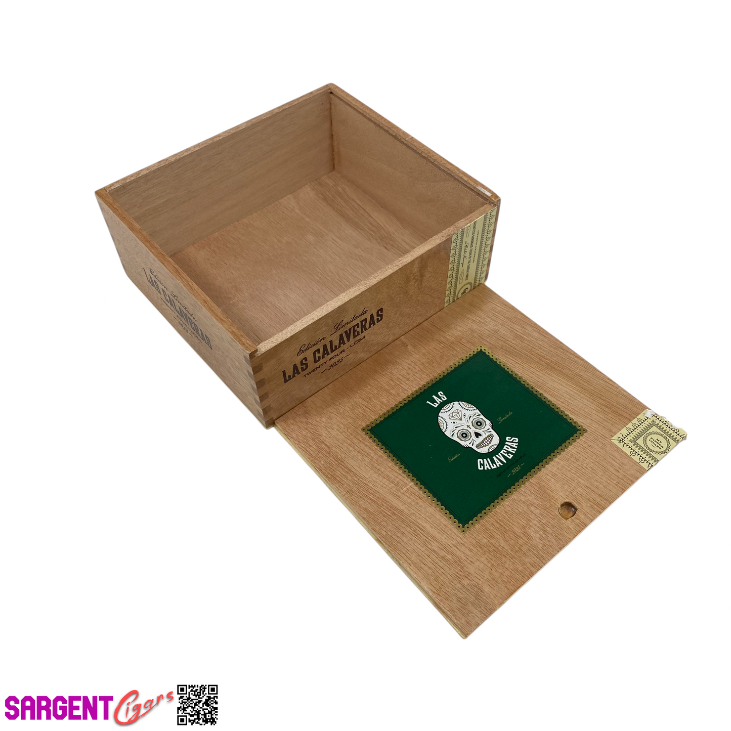 Las Calaveras 2025 LC54 Empty Wooden Cigar Box 7.5x6.75x3