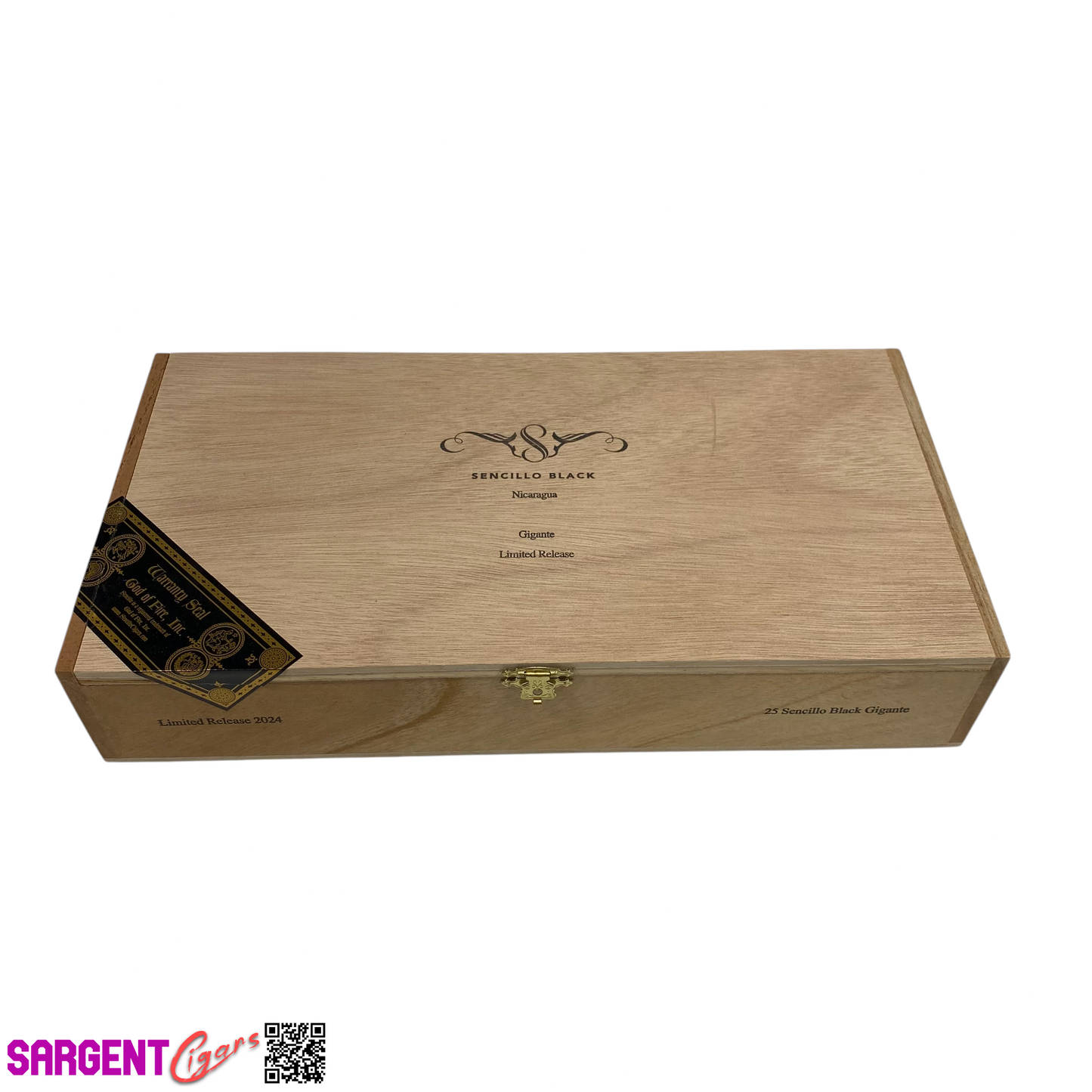 Sencillo Black Gigante Empty Wooden Cigar Box 13x6.75x2.5