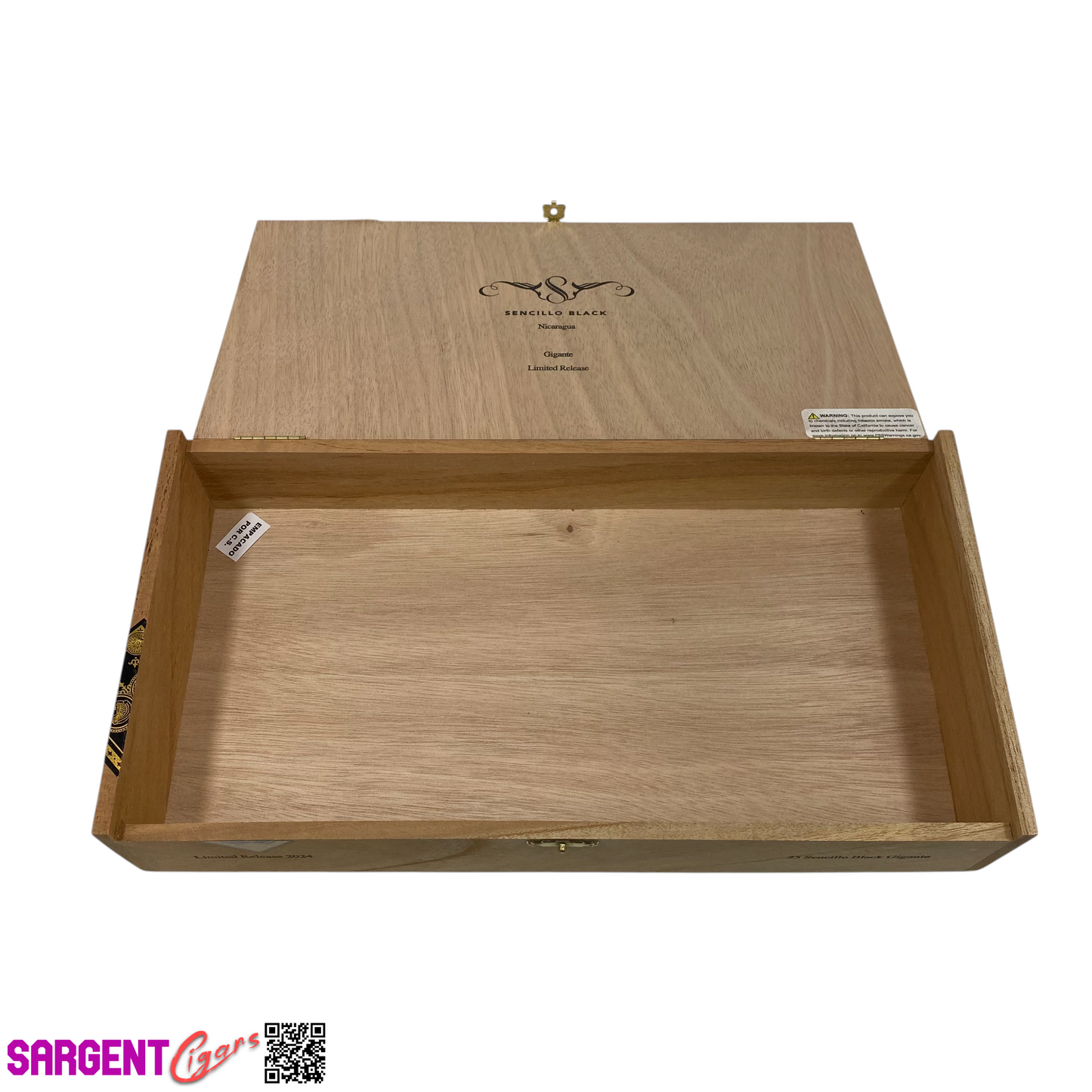 Sencillo Black Gigante Empty Wooden Cigar Box 13x6.75x2.5