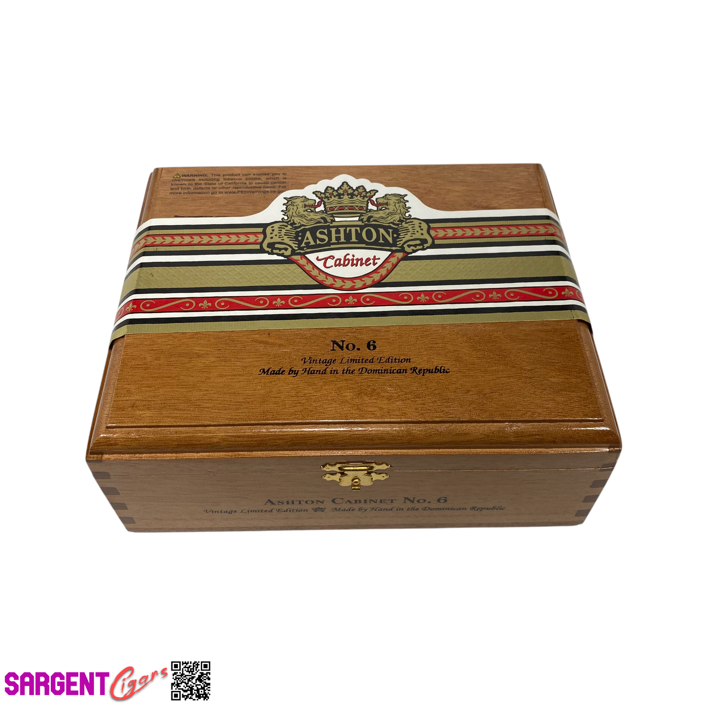 Ashton Cabinet No6 Empty Wooden Cigar Box 7.75x6.5x3