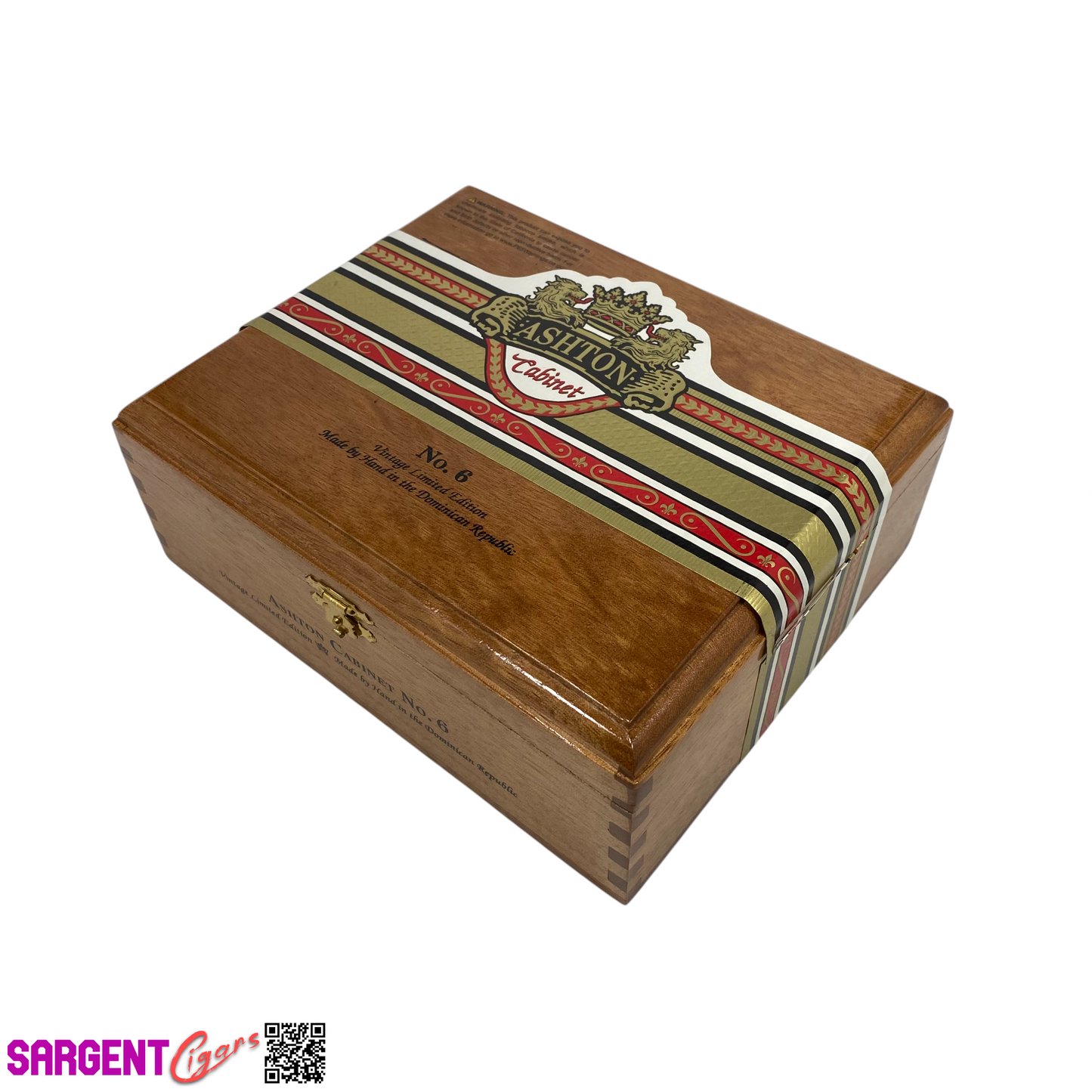 Ashton Cabinet No6 Empty Wooden Cigar Box 7.75x6.5x3