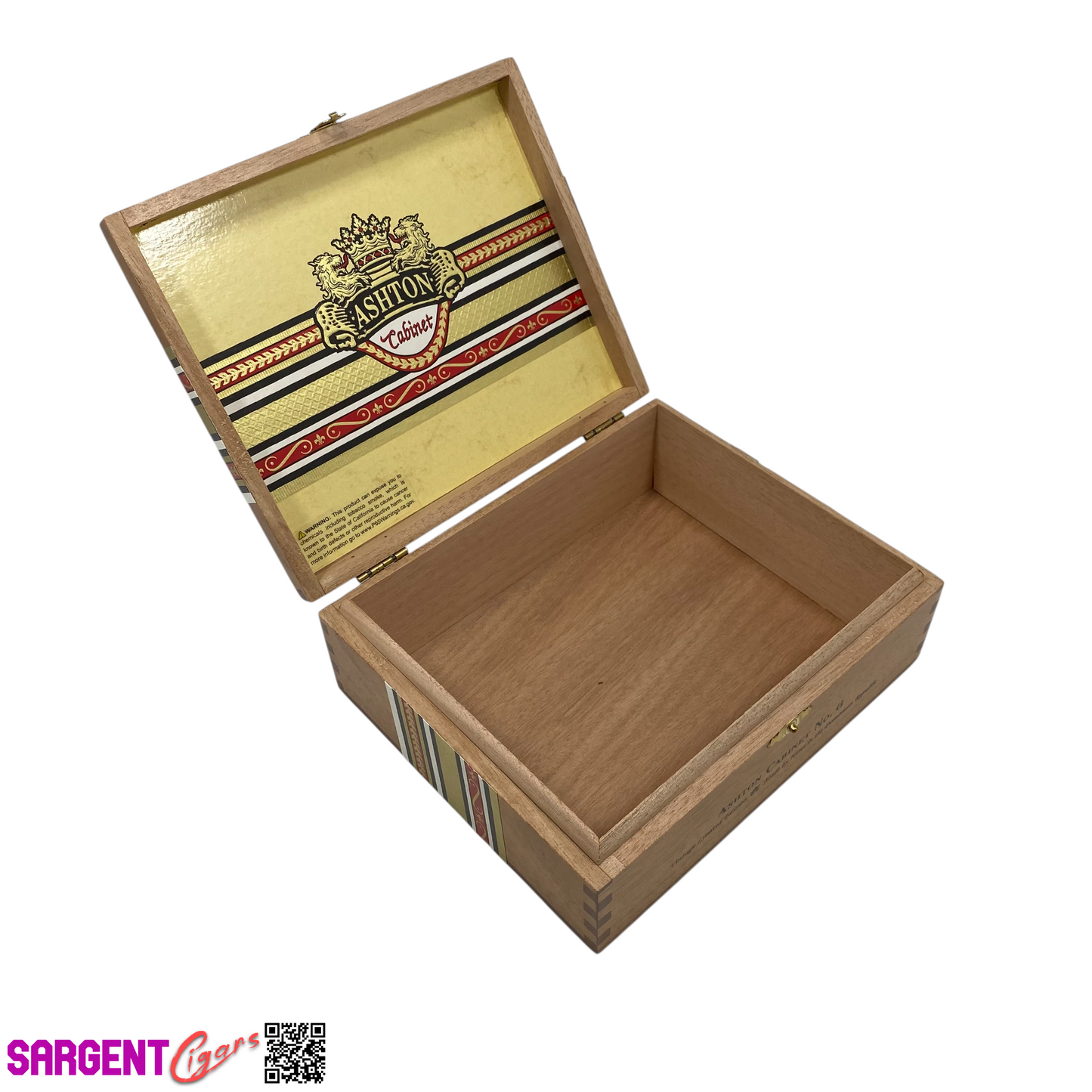 Ashton Cabinet No6 Empty Wooden Cigar Box 7.75x6.5x3