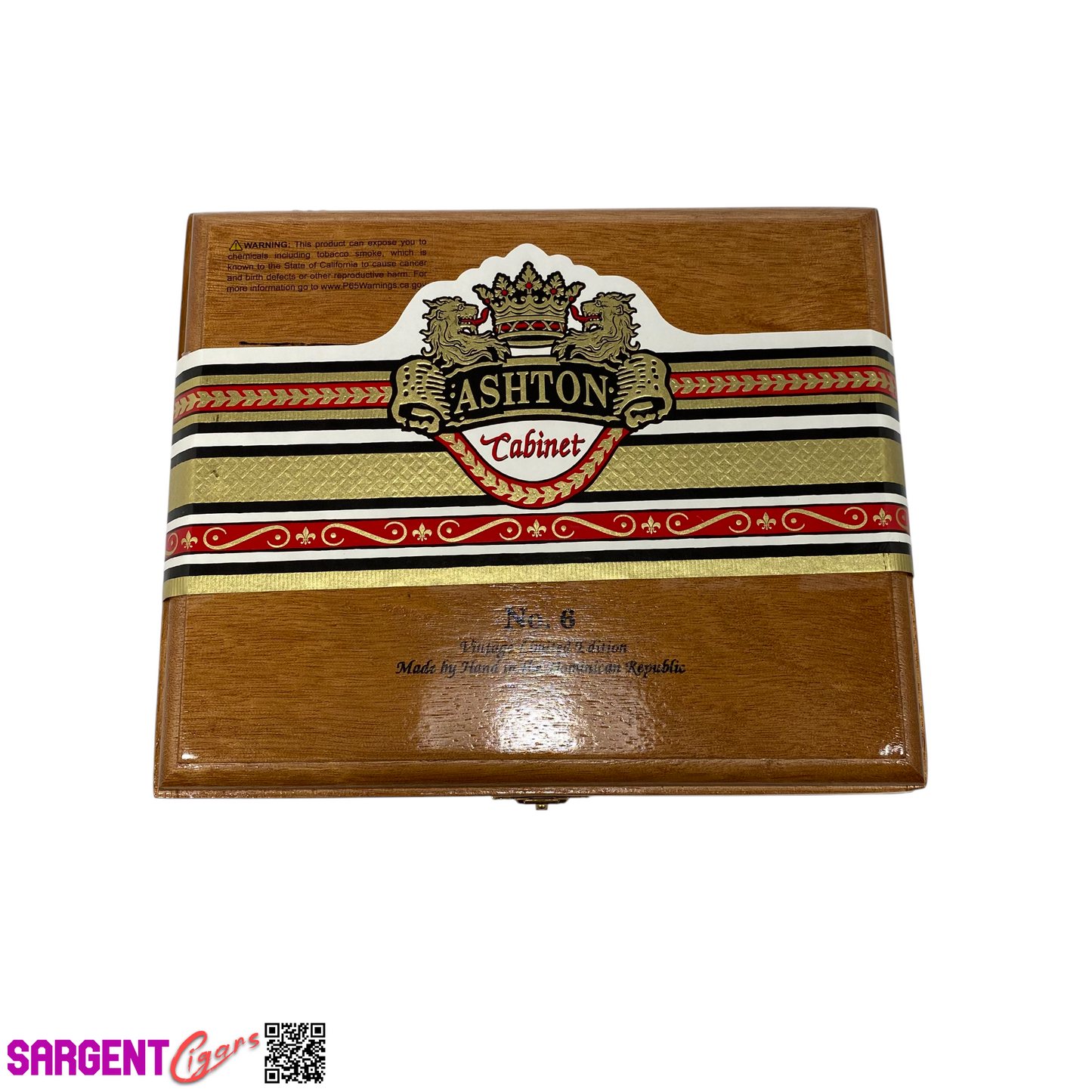 Ashton Cabinet No6 Empty Wooden Cigar Box 7.75x6.5x3
