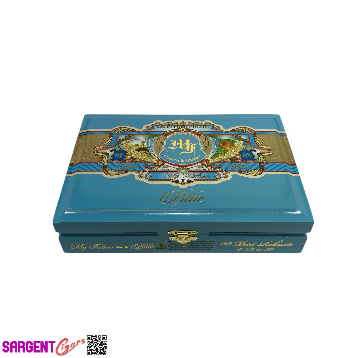 My Father Cigars Blue Petite Robusto Empty Wooden Cigar Box 8.5x6x2.25