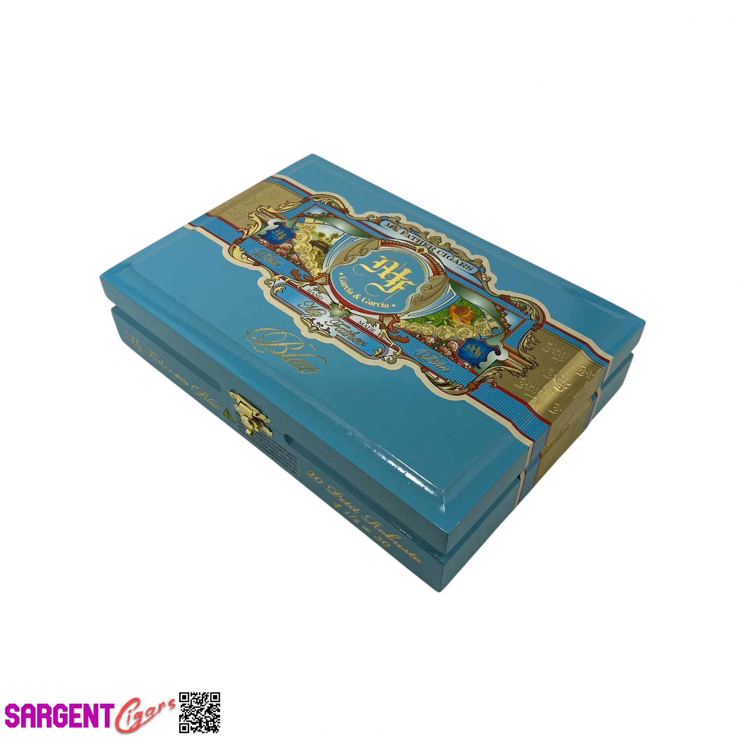 My Father Cigars Blue Petite Robusto Empty Wooden Cigar Box 8.5x6x2.25