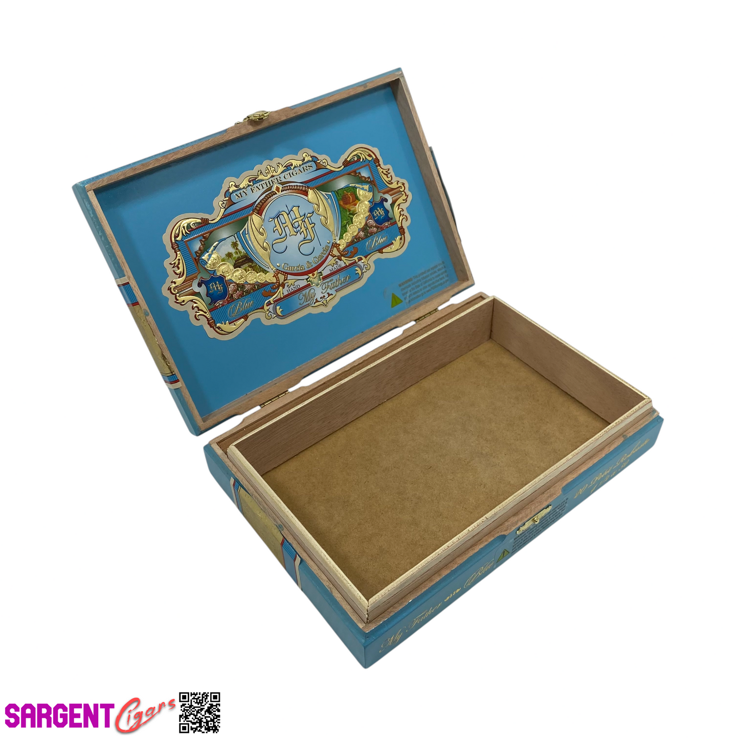 My Father Cigars Blue Petite Robusto Empty Wooden Cigar Box 8.5x6x2.25