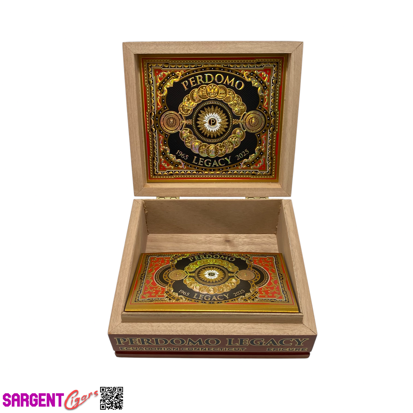 Perdomo Legacy Connecticut Epicure Empty Wooden Cigar Box 8x7.5x3.25