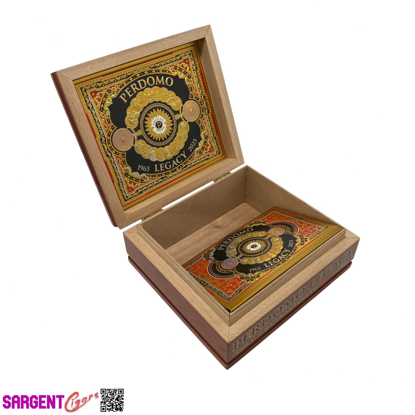 Perdomo Legacy Connecticut Epicure Empty Wooden Cigar Box 8x7.5x3.25