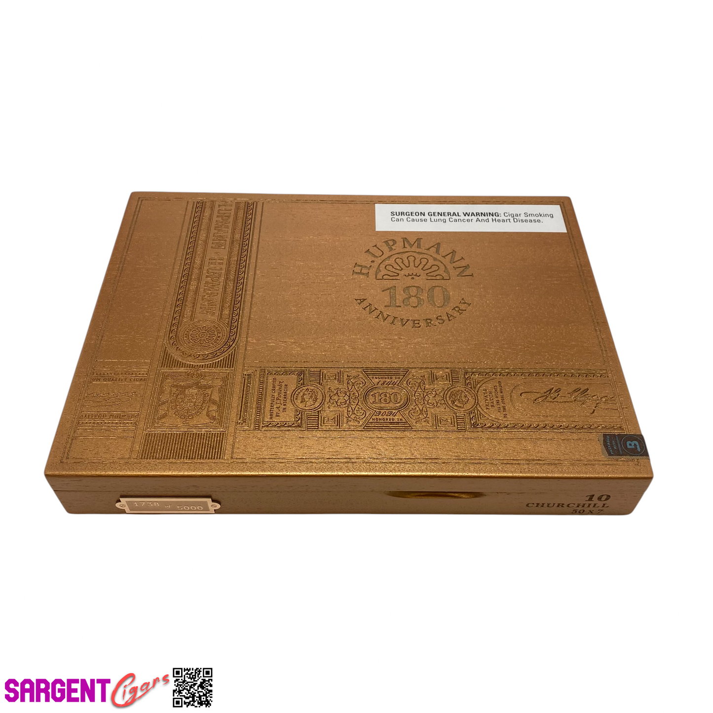 H Upmann 180th Anniversary Churchill Empty Wooden Cigar Box 11.25x8.5x1.5