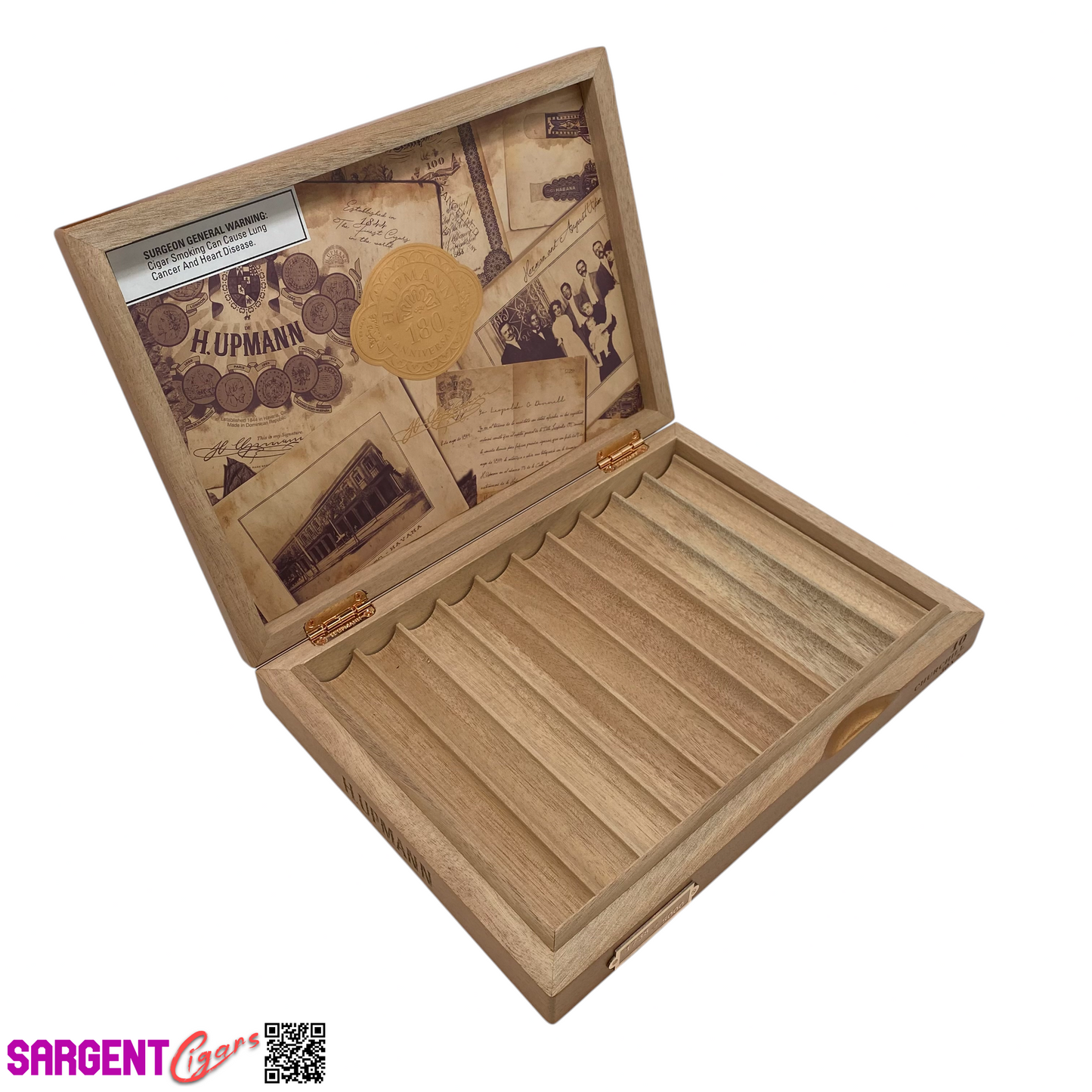 H Upmann 180th Anniversary Churchill Empty Wooden Cigar Box 11.25x8.5x1.5