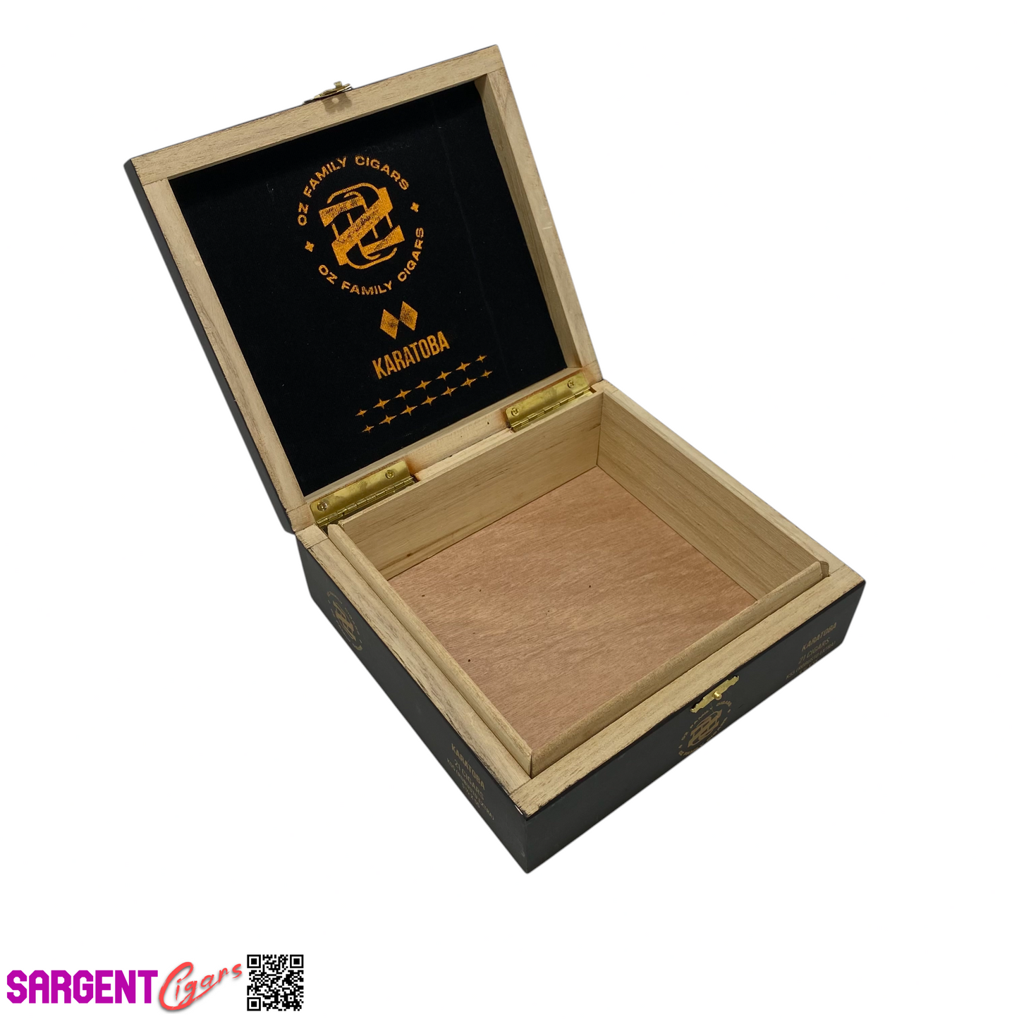 Ozgener Karatoba Robusto Extra Empty Wooden Cigar Box 7.25x6.75x2.5