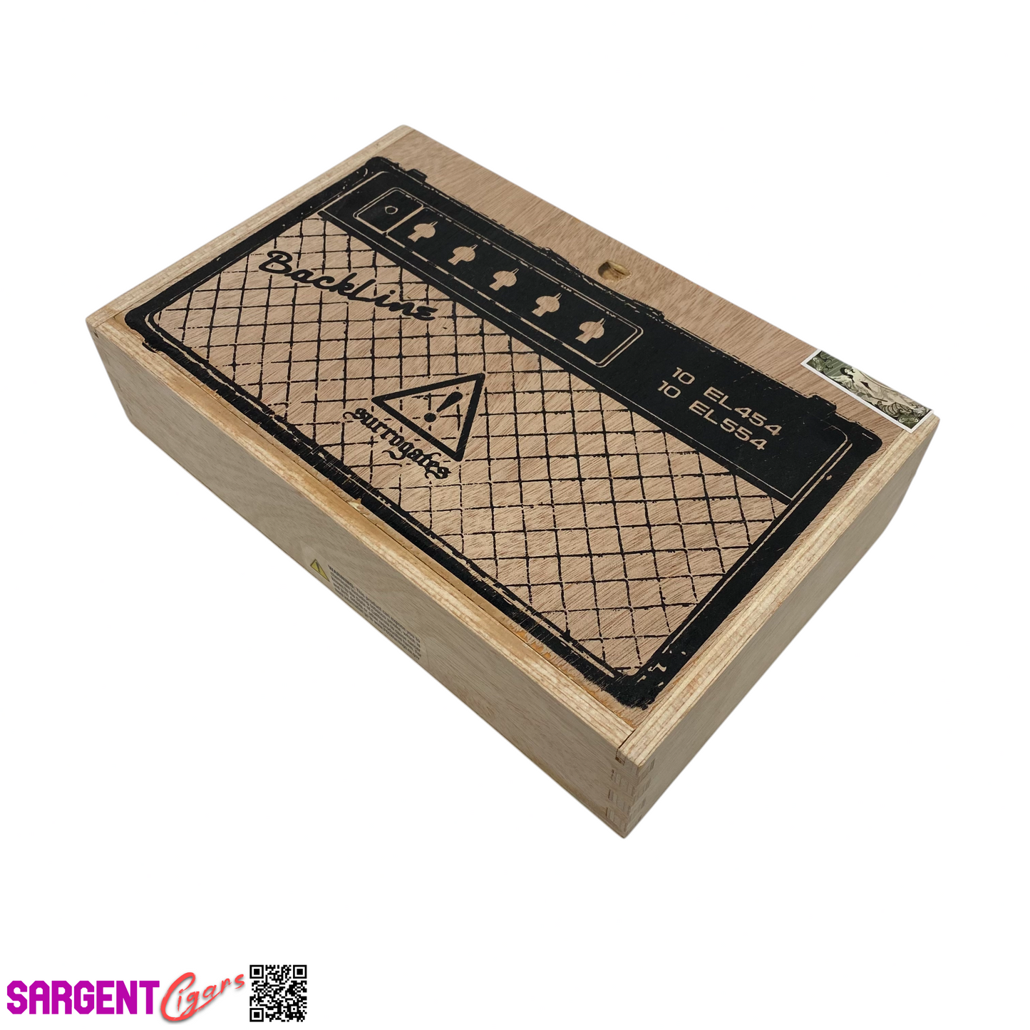 Surrogates Backline Empty Wooden Cigar Box 9.25x6x2