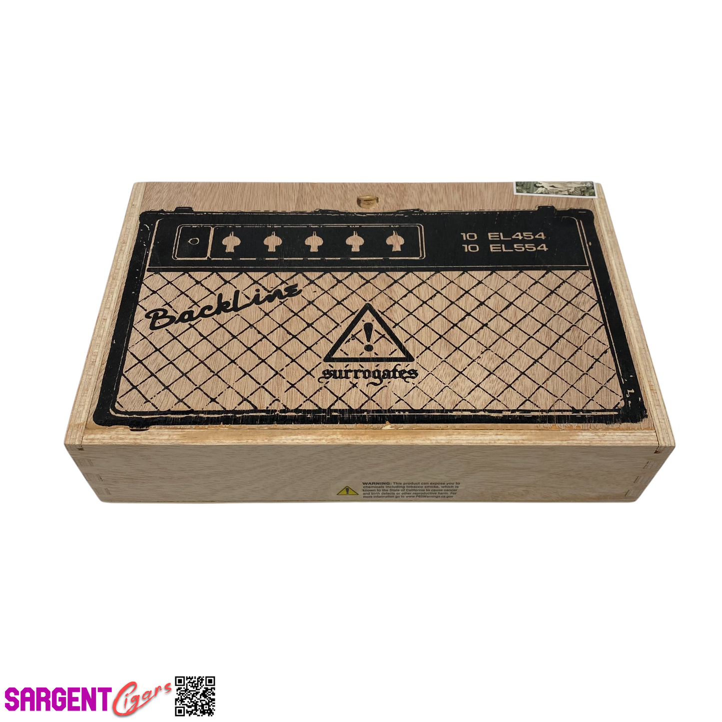 Surrogates Backline Empty Wooden Cigar Box 9.25x6x2