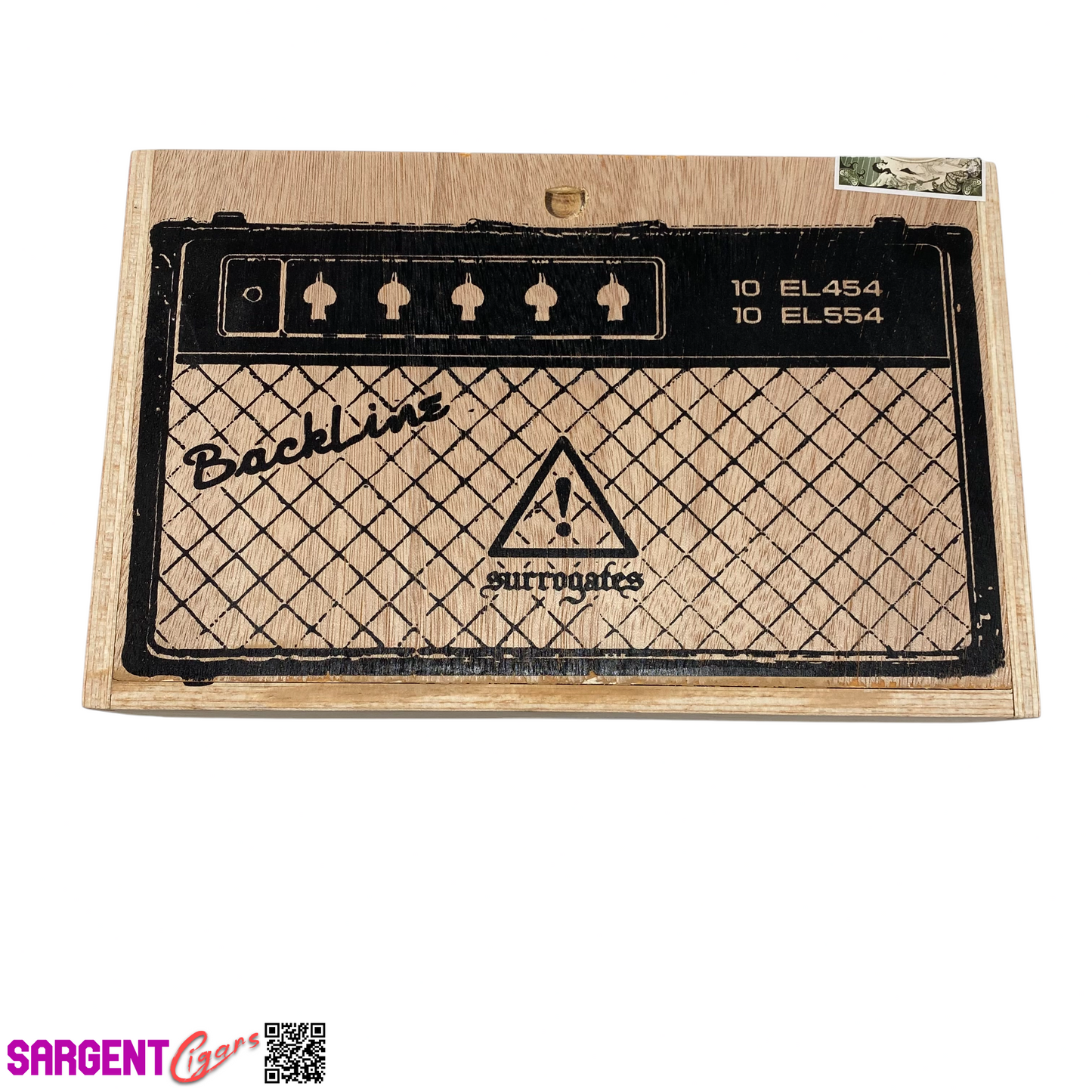 Surrogates Backline Empty Wooden Cigar Box 9.25x6x2