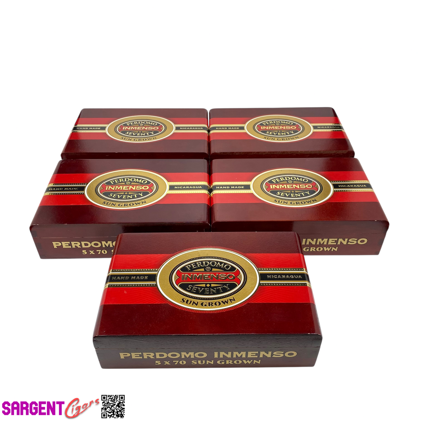 Lot of 5 Perdomo Inmenso 5x70 Empty Wooden Cigar Boxes 9.75x6x2.75 #97