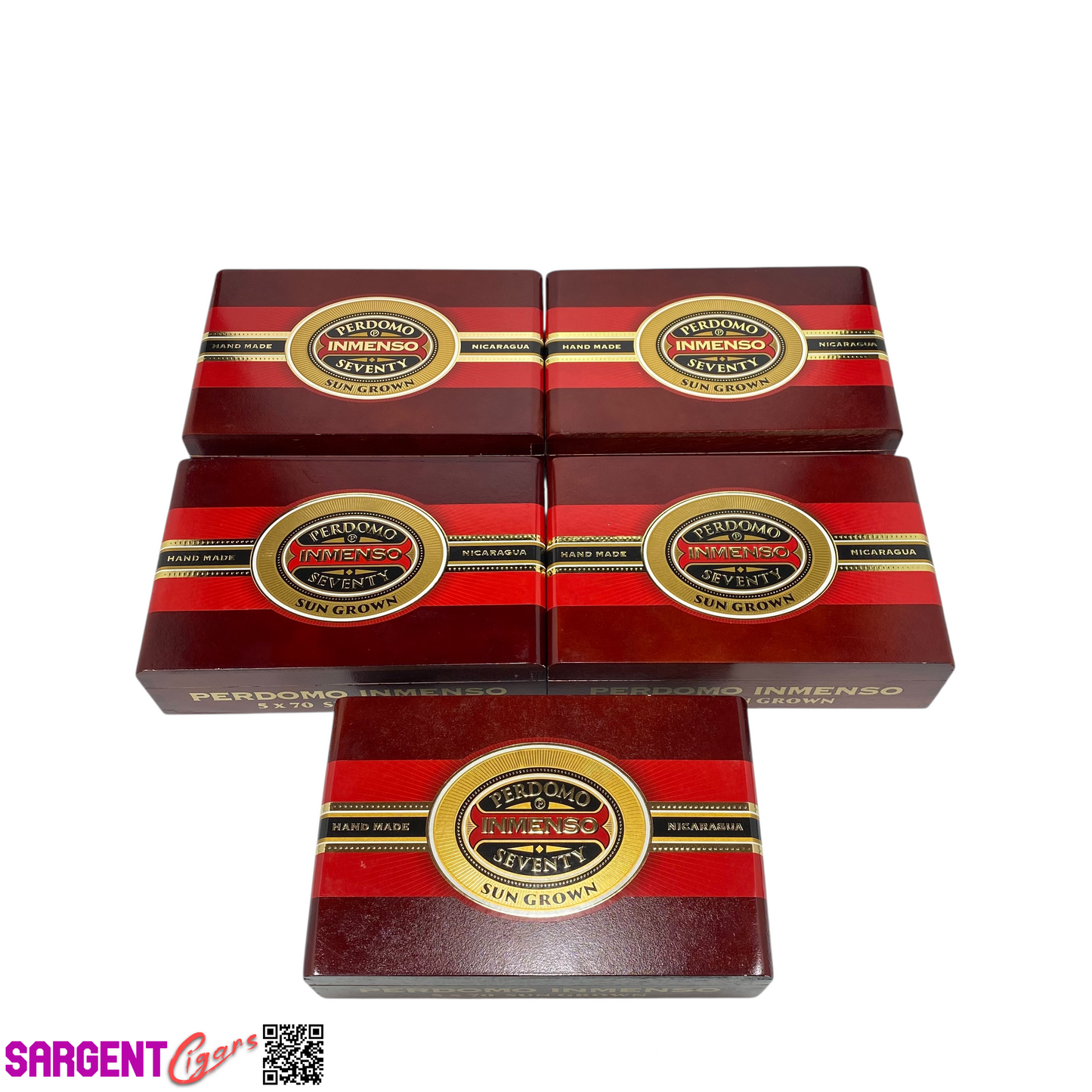 Lot of 5 Perdomo Inmenso 5x70 Empty Wooden Cigar Boxes 9.75x6x2.75 #97