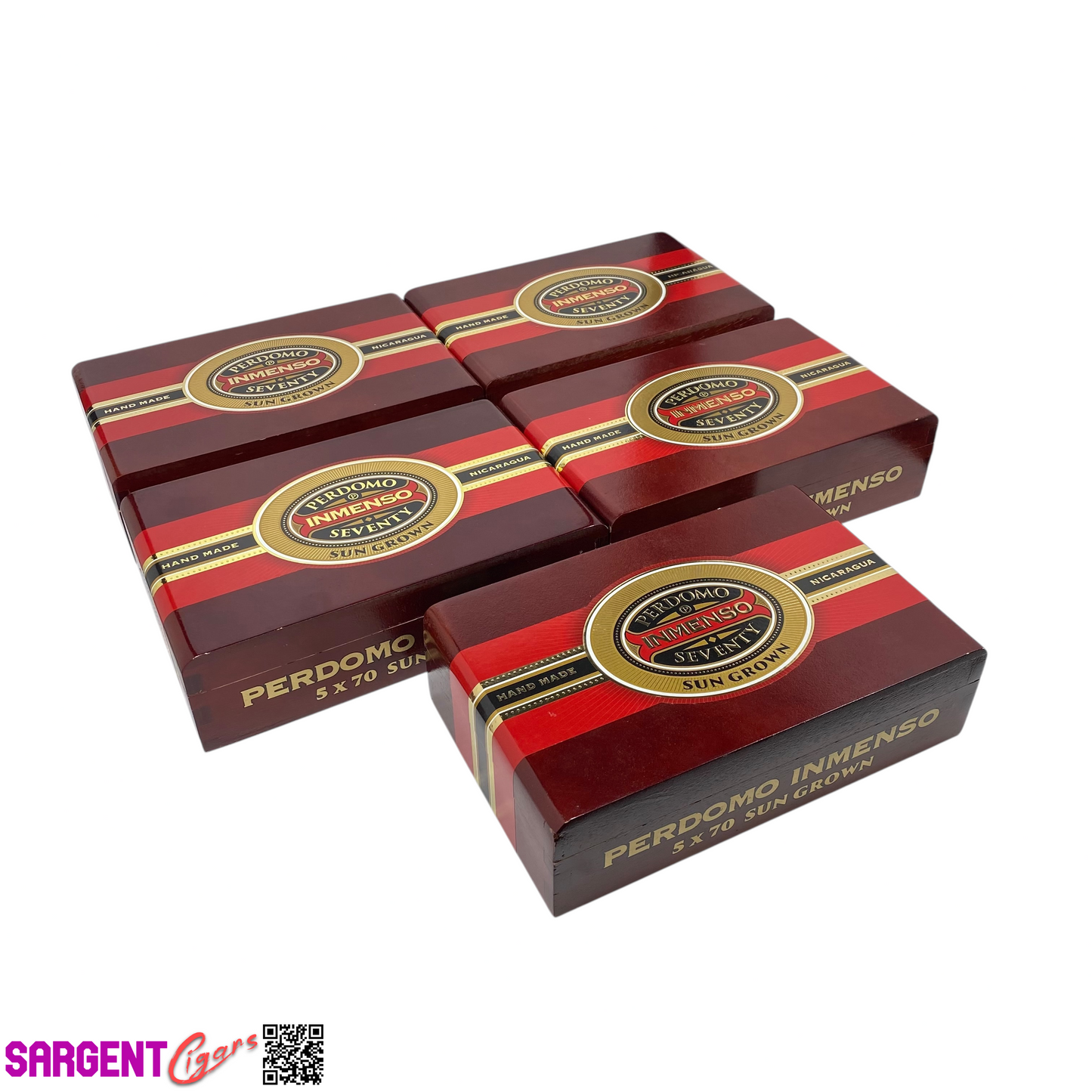 Lot of 5 Perdomo Inmenso 5x70 Empty Wooden Cigar Boxes 9.75x6x2.75 #97