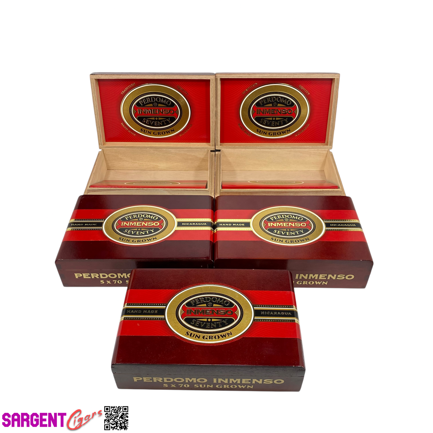 Lot of 5 Perdomo Inmenso 5x70 Empty Wooden Cigar Boxes 9.75x6x2.75 #97