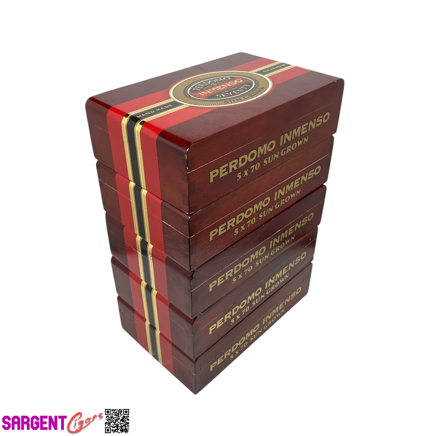 Lot of 5 Perdomo Inmenso 5x70 Empty Wooden Cigar Boxes 9.75x6x2.75 #97