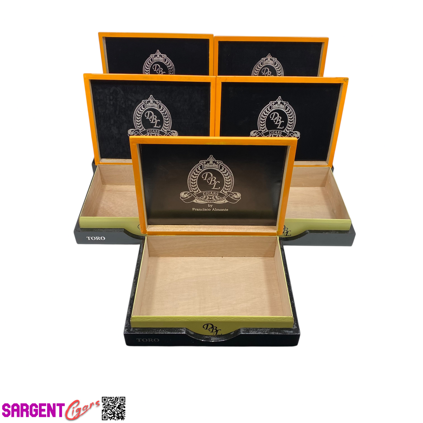 Lot of 5 DBL Amarillo Toro Empty Wooden Cigar Boxes 9.5x7x2 #92