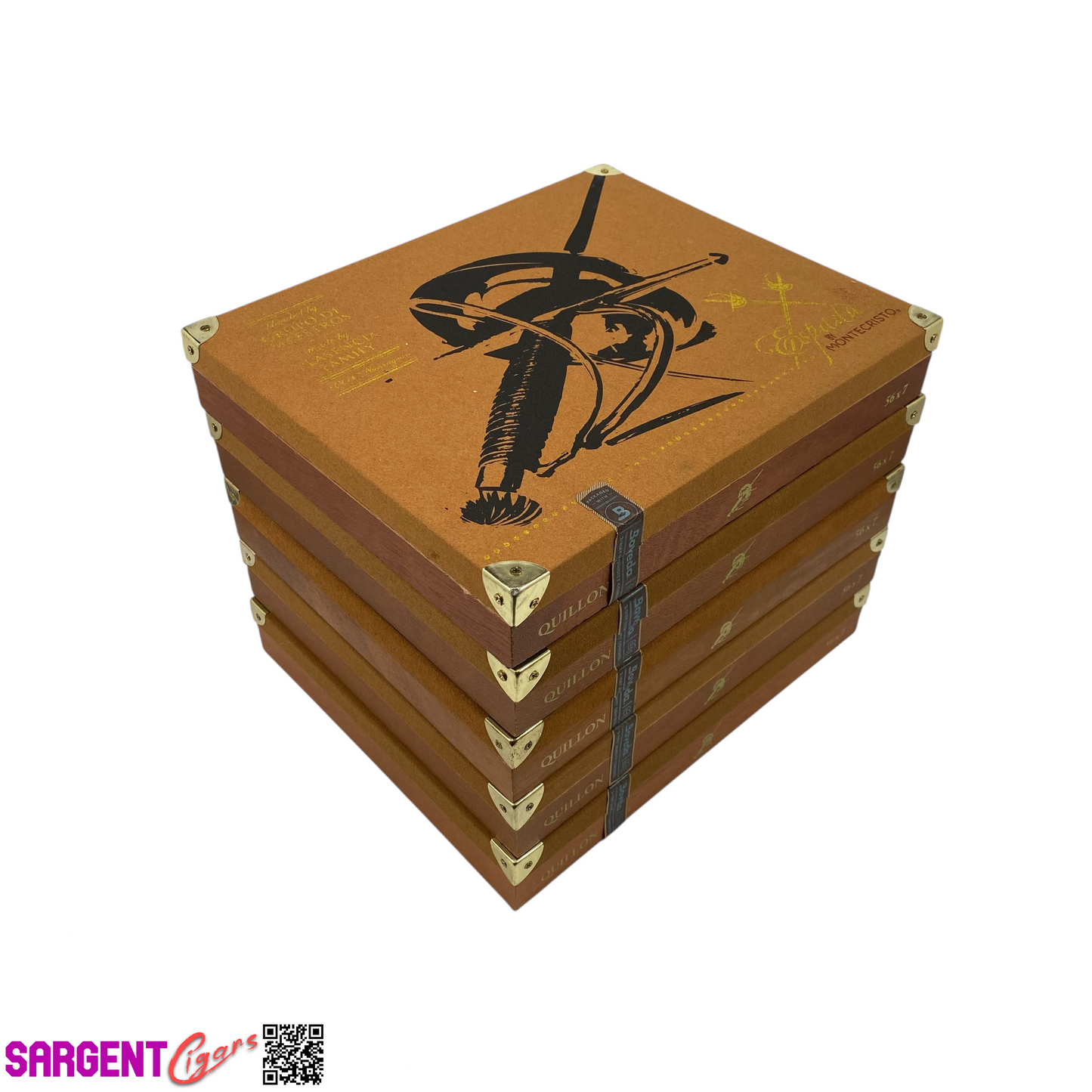 Lot of 5 Montecristo Espada Quillon Empty Wooden Cigar Box 9.75x8.25x1.75 #43