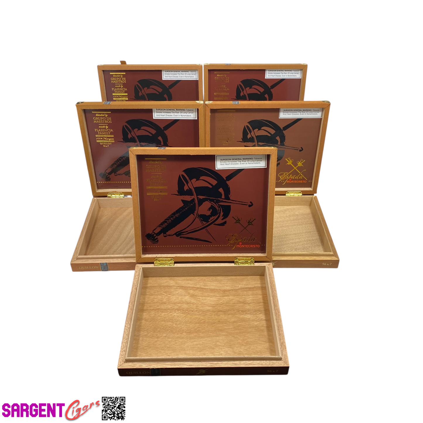 Lot of 5 Montecristo Espada Quillon Empty Wooden Cigar Box 9.75x8.25x1.75 #43