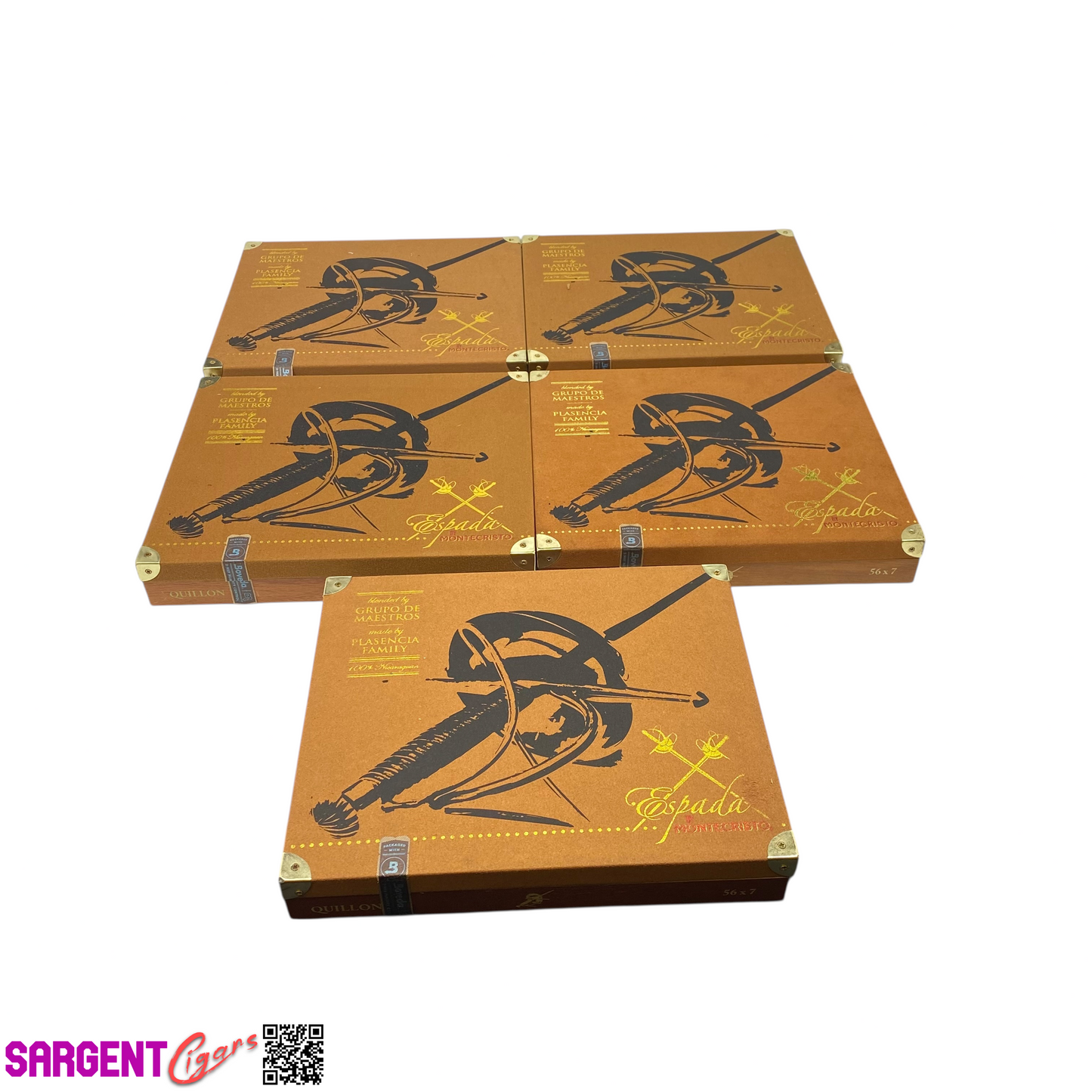 Lot of 5 Montecristo Espada Quillon Empty Wooden Cigar Box 9.75x8.25x1.75 #43