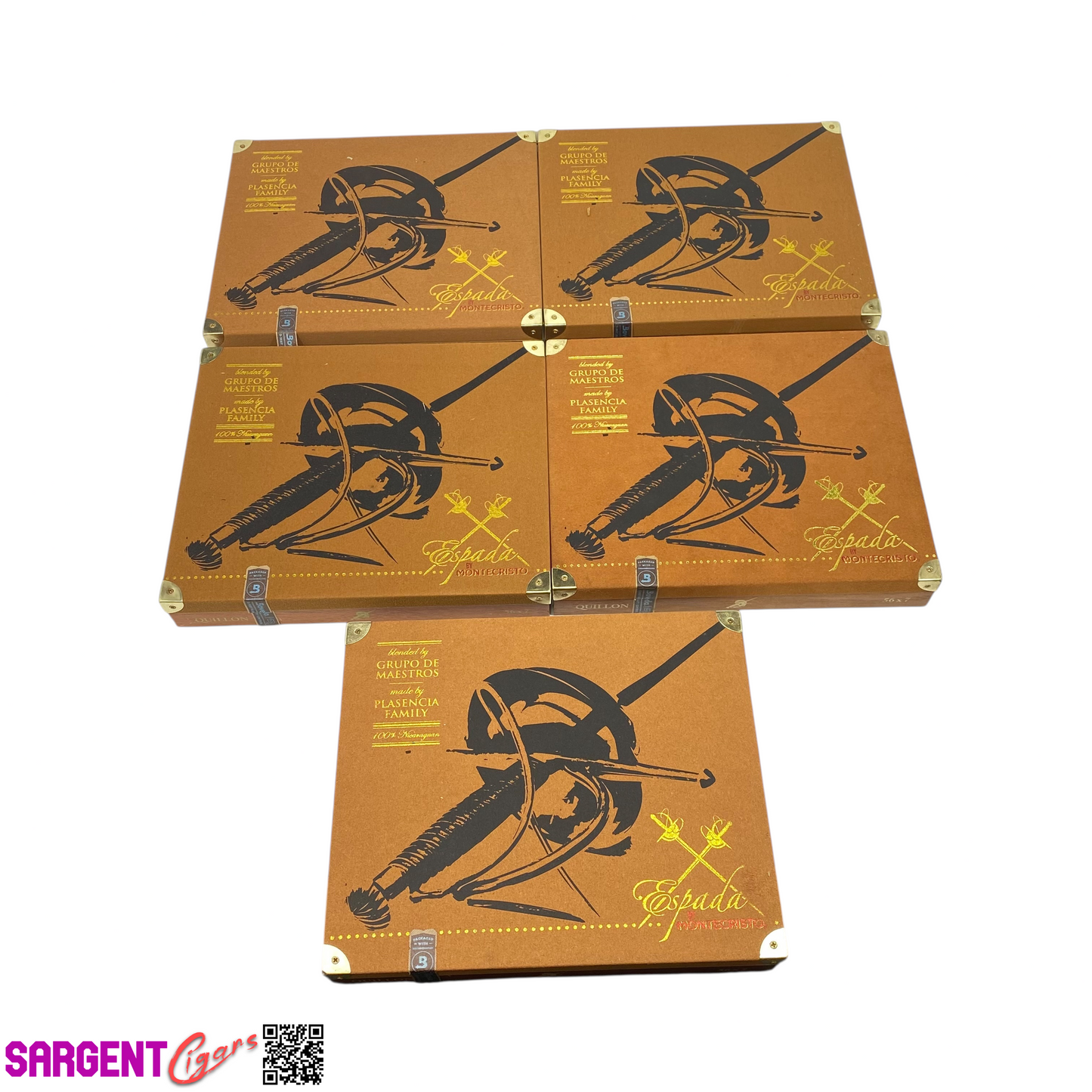 Lot of 5 Montecristo Espada Quillon Empty Wooden Cigar Box 9.75x8.25x1.75 #43