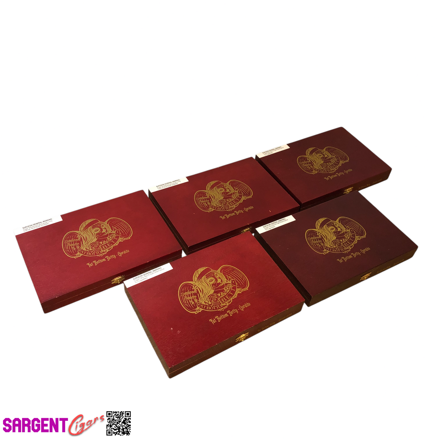 Lot of 5 Fat Bottom Betty Gordito Empty Wooden Cigar Boxes 10.5x7x1.5 #89