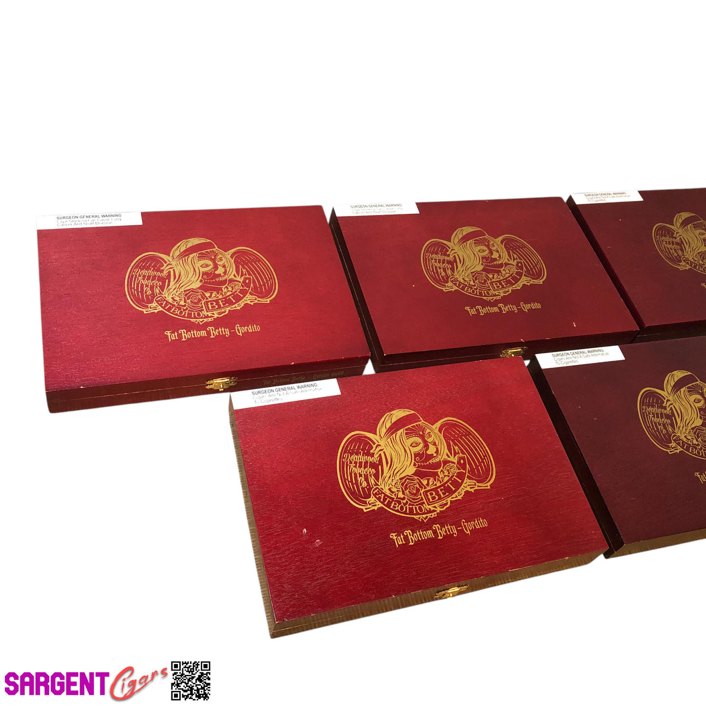 Lot of 5 Fat Bottom Betty Gordito Empty Wooden Cigar Boxes 10.5x7x1.5 #89