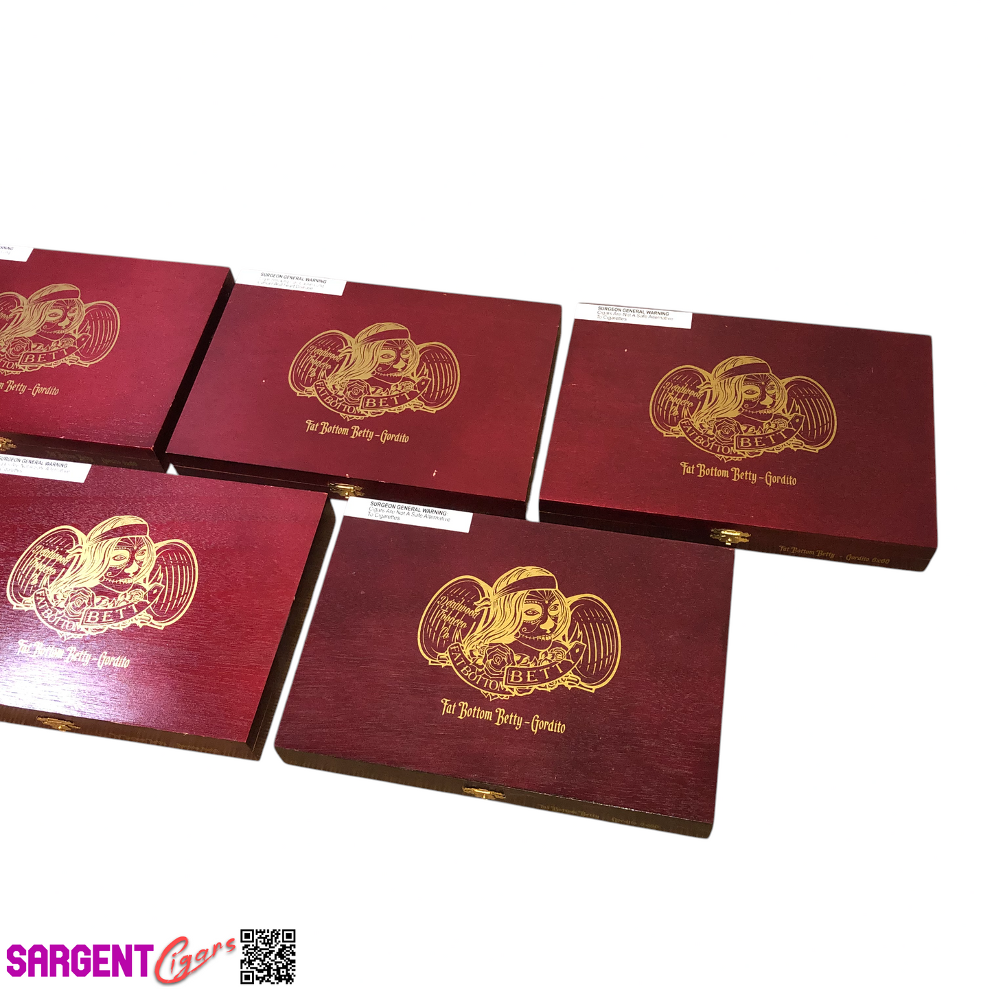 Lot of 5 Fat Bottom Betty Gordito Empty Wooden Cigar Boxes 10.5x7x1.5 #89