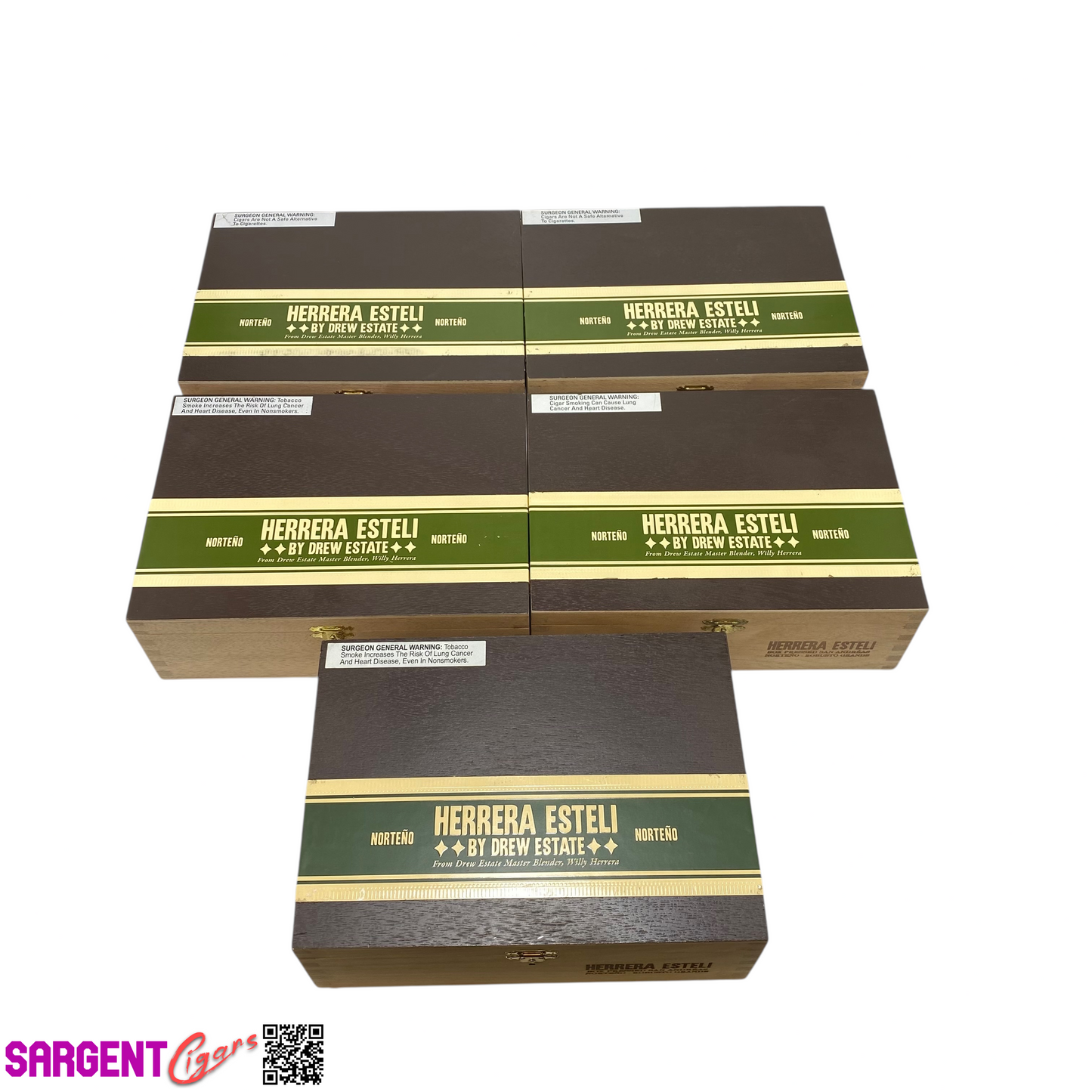 Lot of 5 Herrera Esteli Norteno Robusto Empty Wooden Cigar Boxes 9x6.75x3 #143