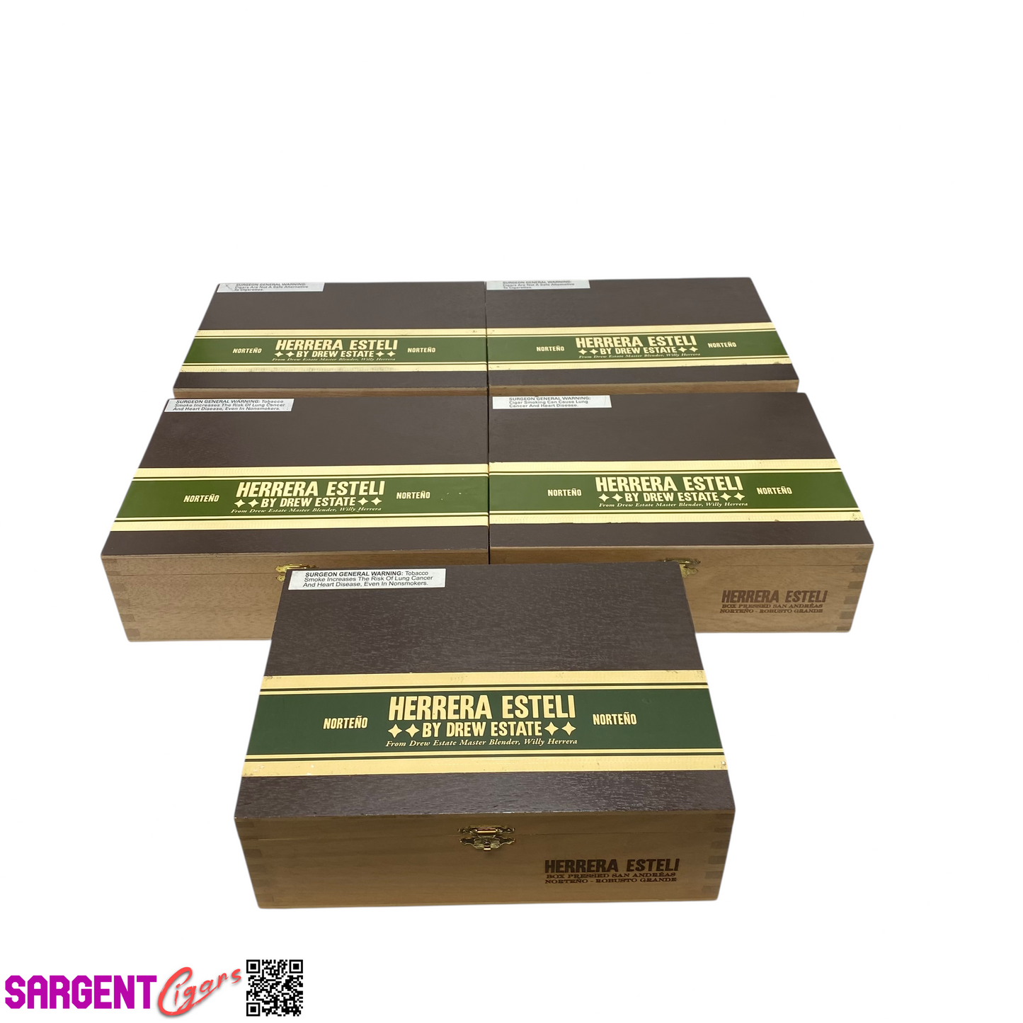 Lot of 5 Herrera Esteli Norteno Robusto Empty Wooden Cigar Boxes 9x6.75x3 #143