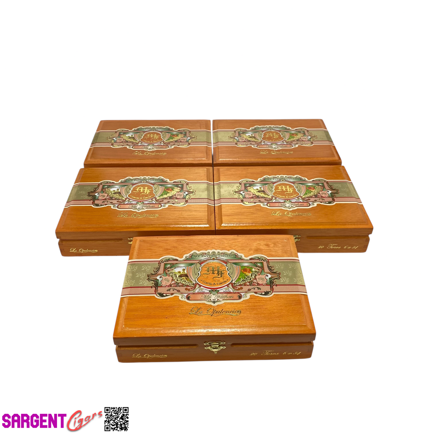 Lot of 5 My Father Cigars Opulencia Toro Empty Wooden Cigar Boxes 9.5x7x2 #130