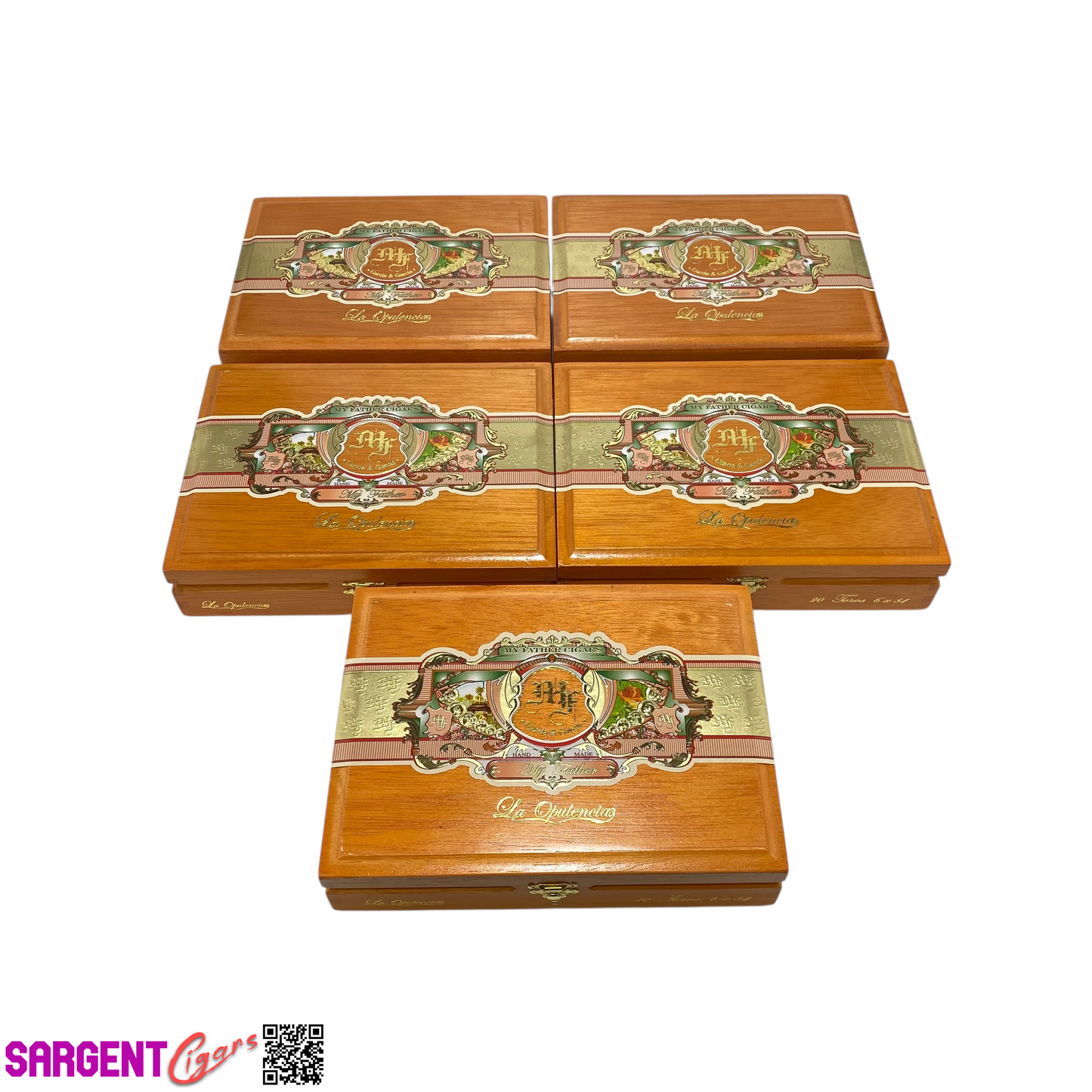 Lot of 5 My Father Cigars Opulencia Toro Empty Wooden Cigar Boxes 9.5x7x2 #130