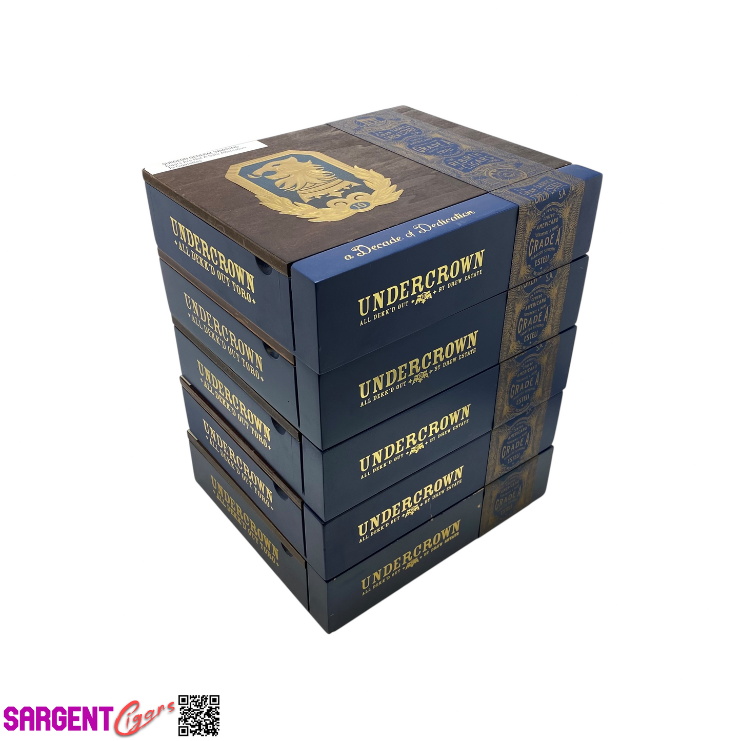 Lot of 5 Undercrown 10 Toro Empty Wooden Cigar Box 9x8x2 #126