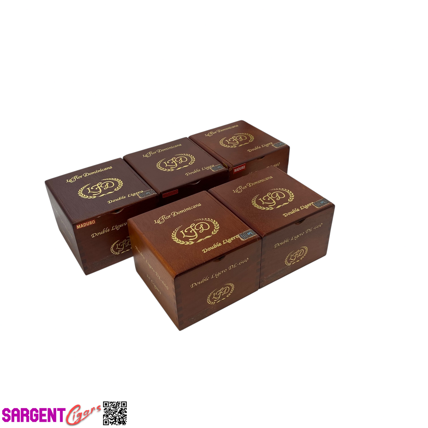 Lot of 5 LFD Double Ligero DL660 Empty Wooden Cigar Boxes 5x5.5x4 #128