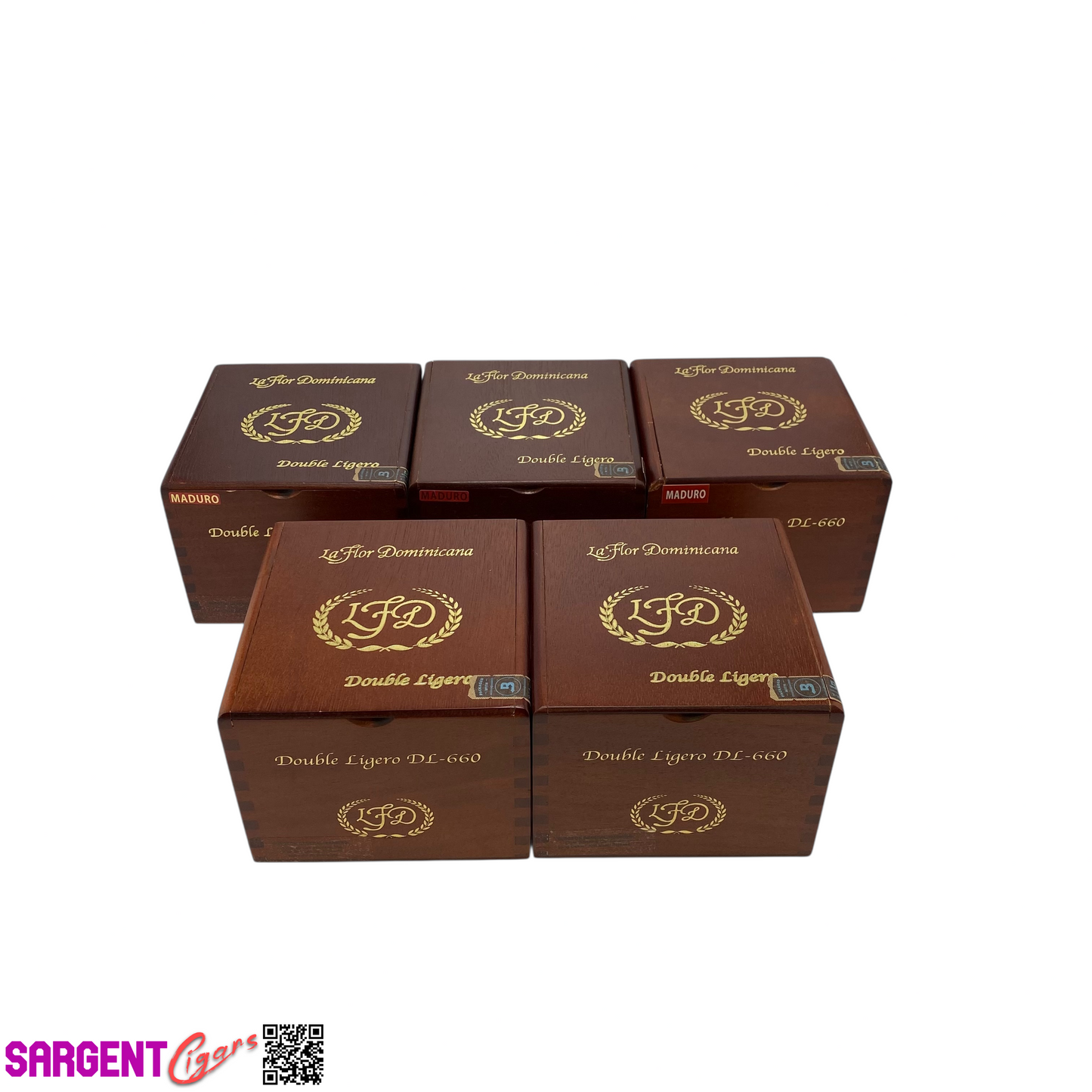 Lot of 5 LFD Double Ligero DL660 Empty Wooden Cigar Boxes 5x5.5x4 #128