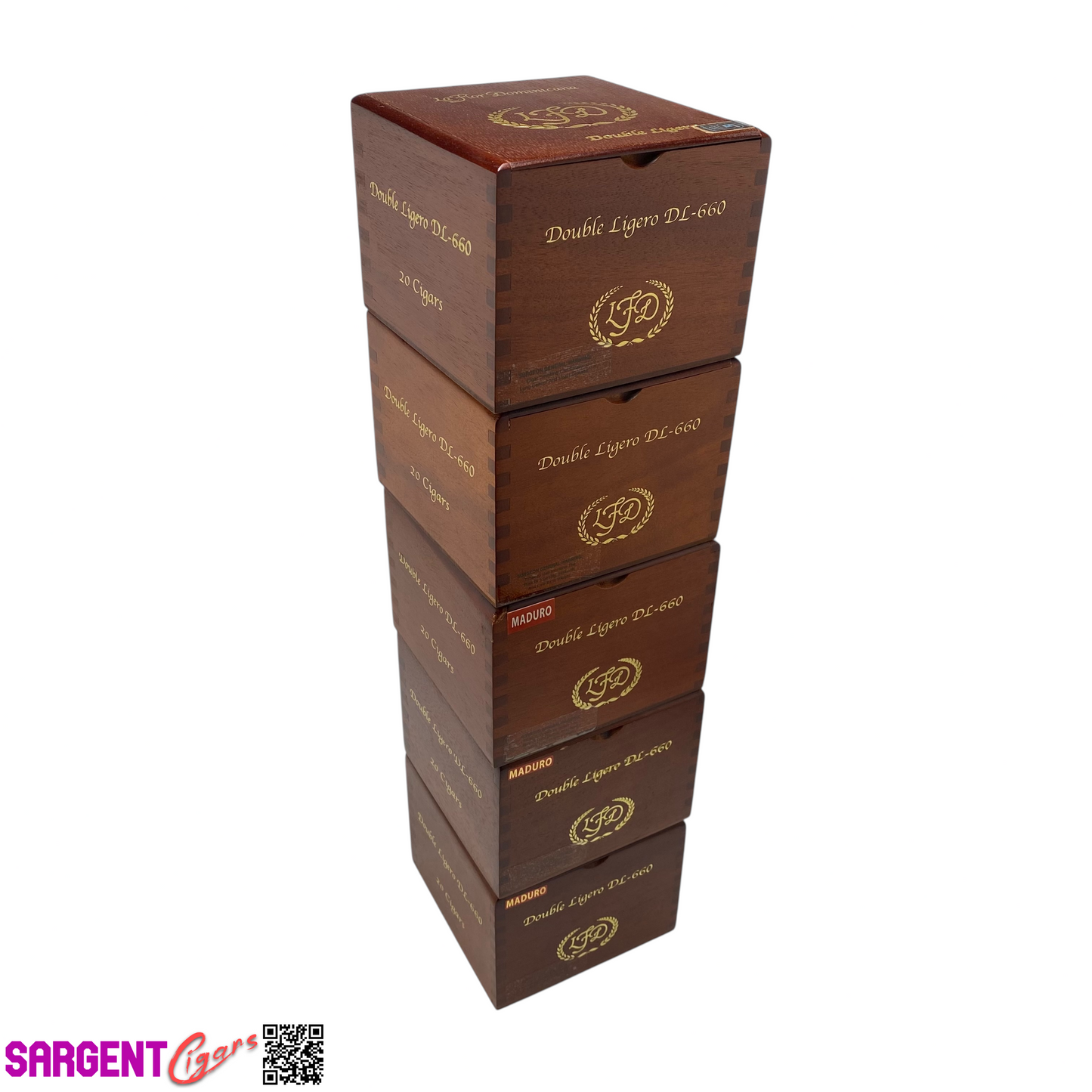 Lot of 5 LFD Double Ligero DL660 Empty Wooden Cigar Boxes 5x5.5x4 #128