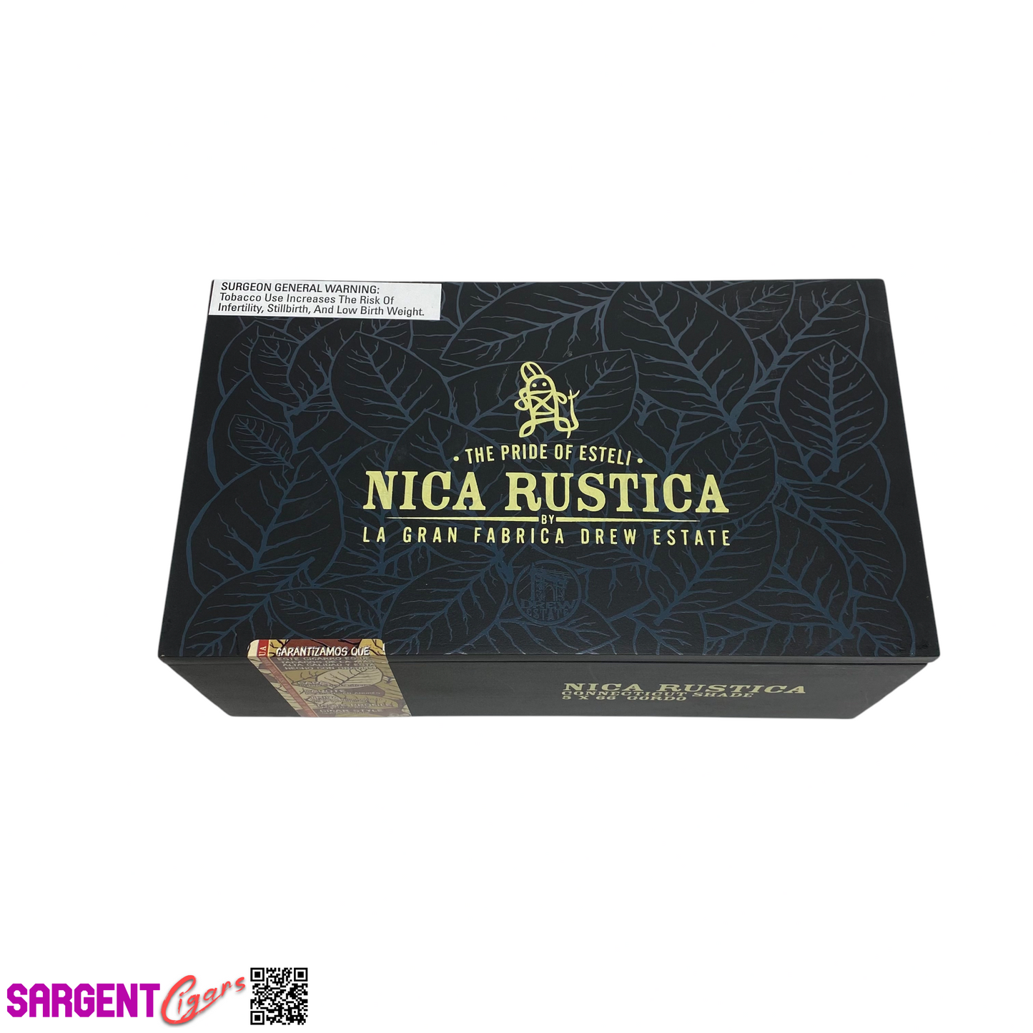 Nica Rustica Connecticut Gordo Empty Wooden Cigar Box 10x5.75x3.75