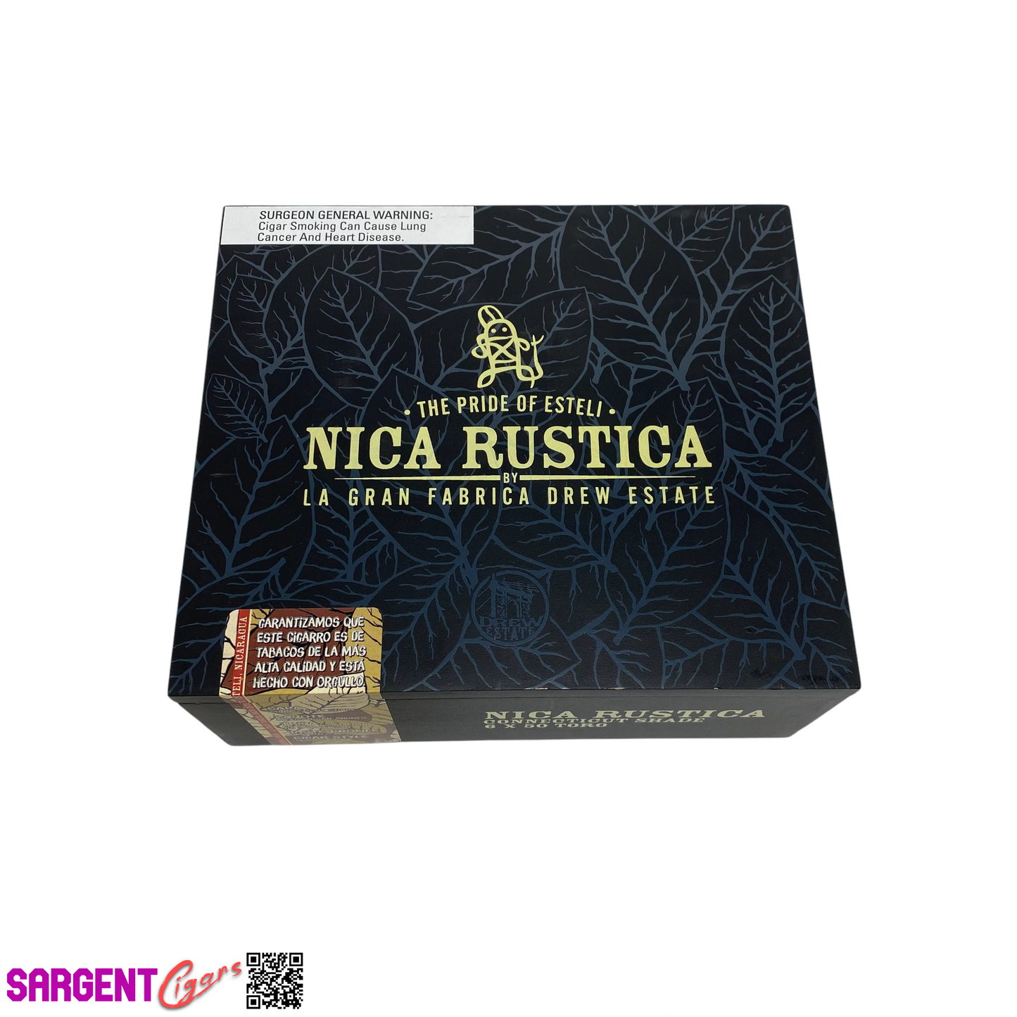 Nica Rustica Connecticut Toro Empty Wooden Cigar Box 7.75x6.75x3