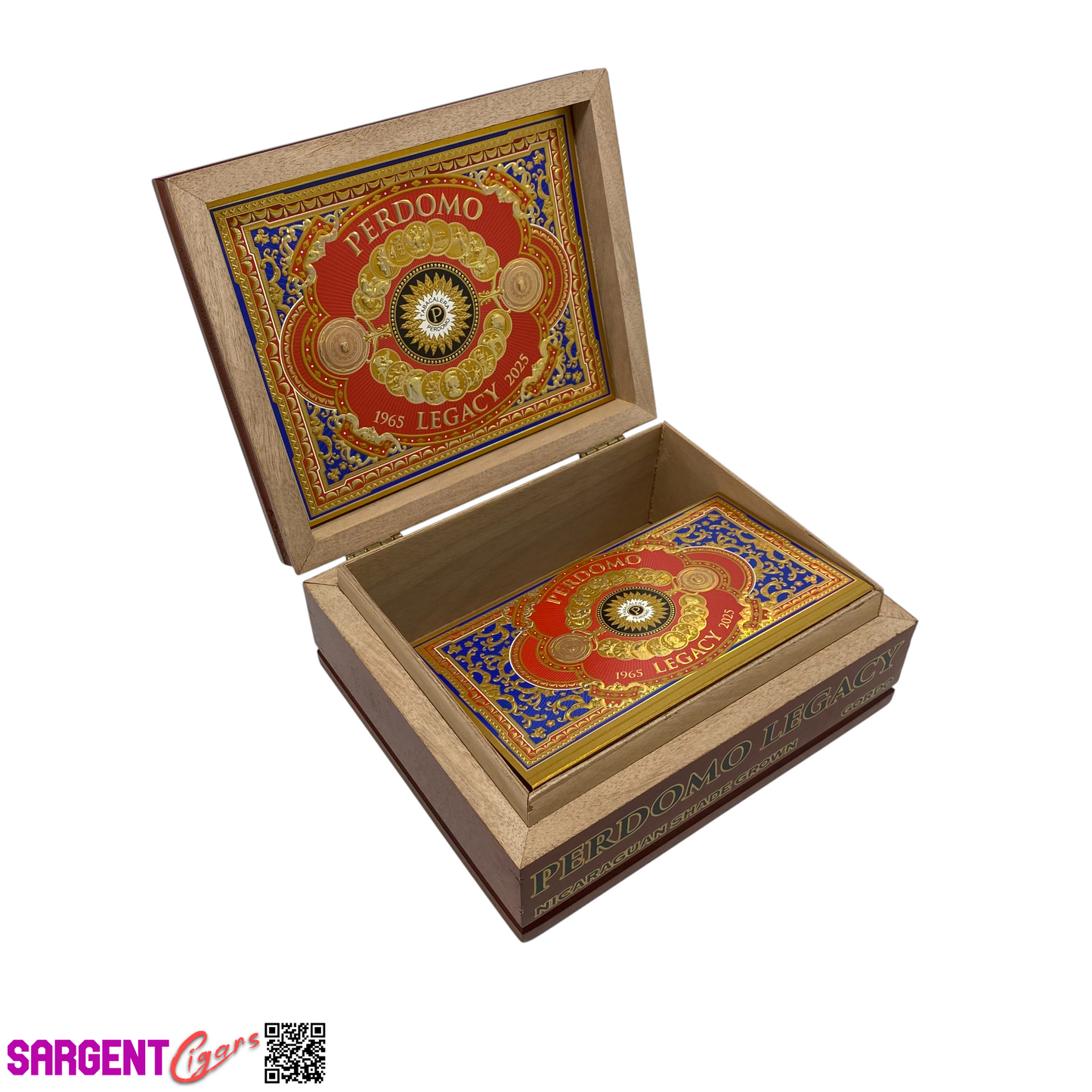 Perdomo Legacy Shade Gordo Empty Wooden Cigar Box 8.75x7.25x3.5