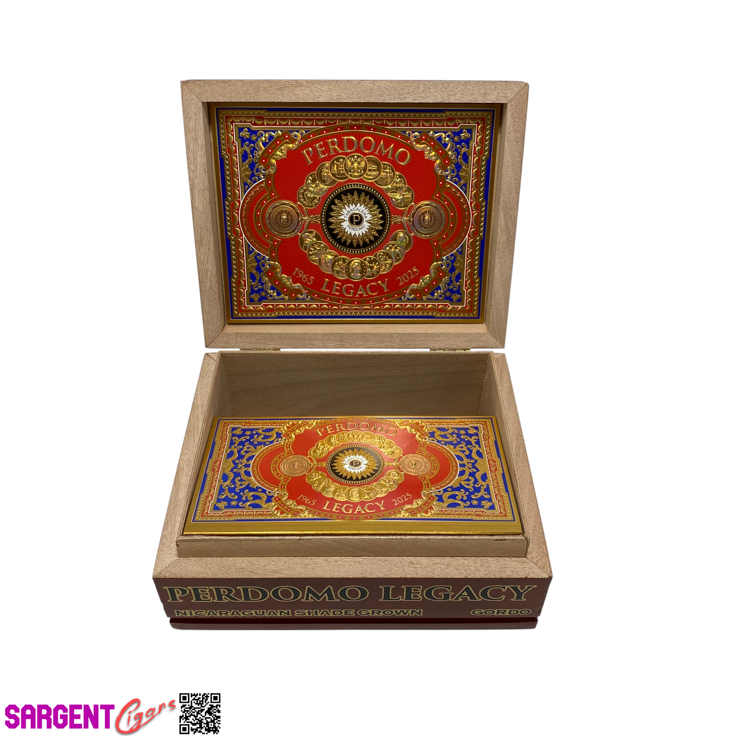Perdomo Legacy Shade Gordo Empty Wooden Cigar Box 8.75x7.25x3.5