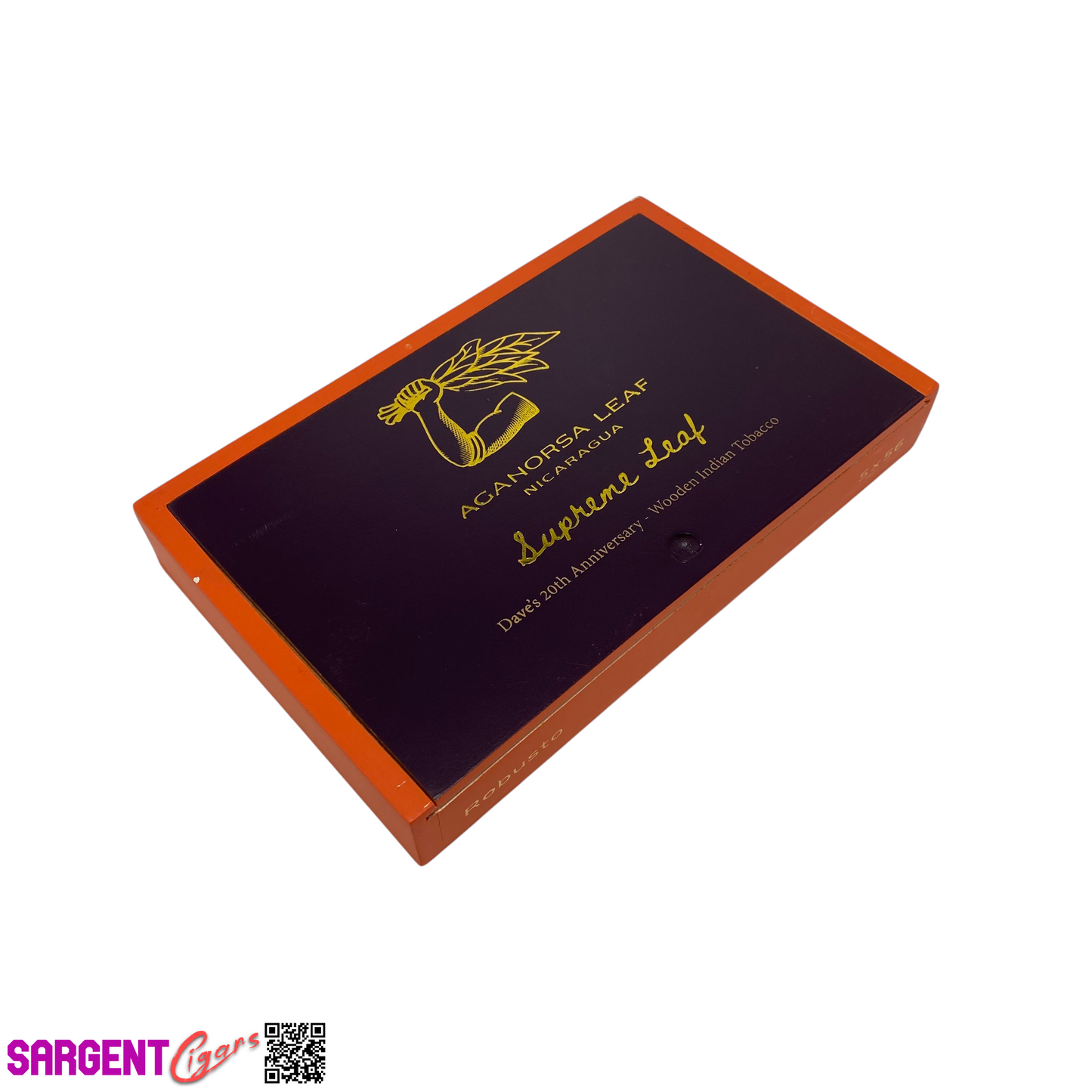 Aganorsa Leaf Supreme Leaf 20th Robusto Empty Wooden Cigar Box 9.5x6x1.25