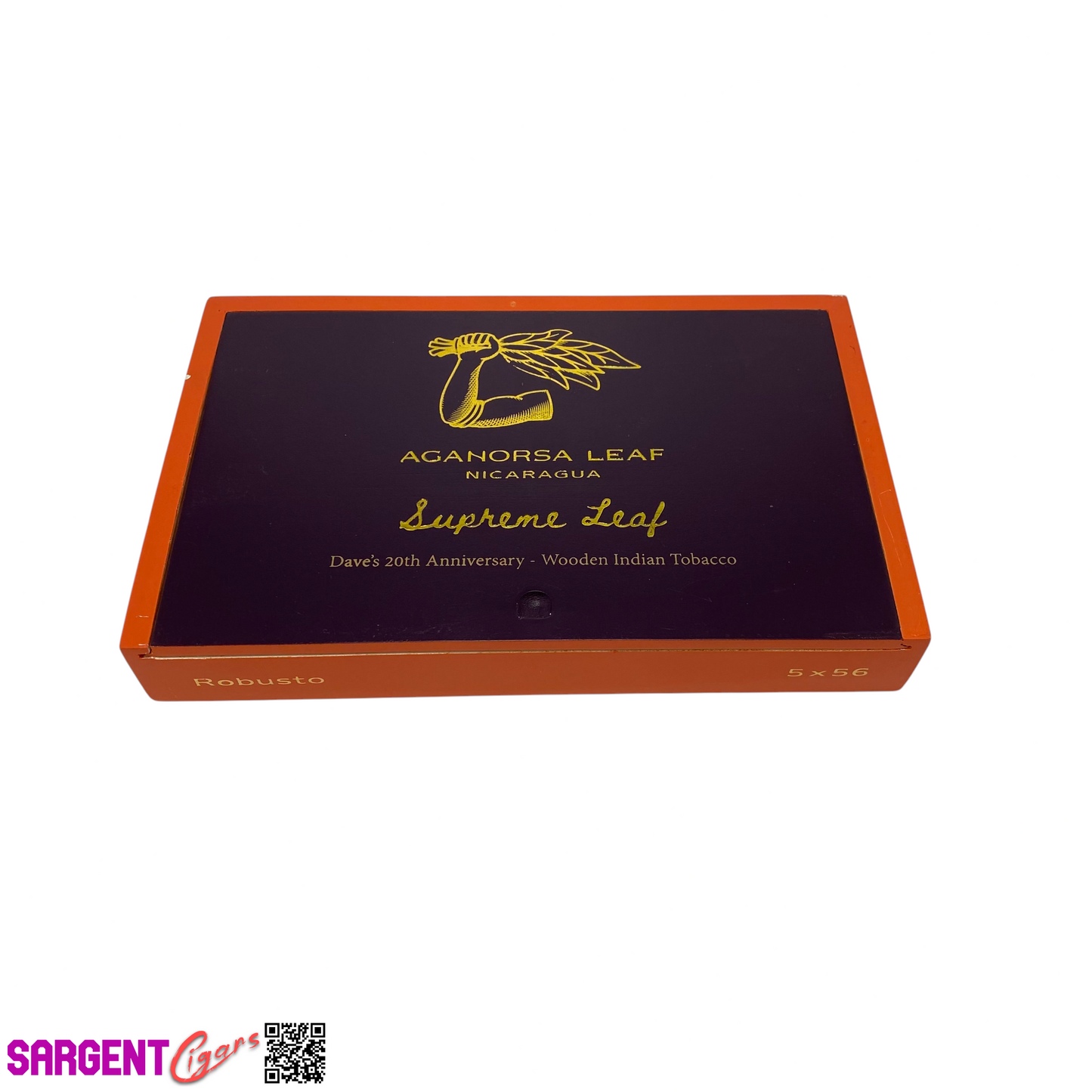 Aganorsa Leaf Supreme Leaf 20th Robusto Empty Wooden Cigar Box 9.5x6x1.25