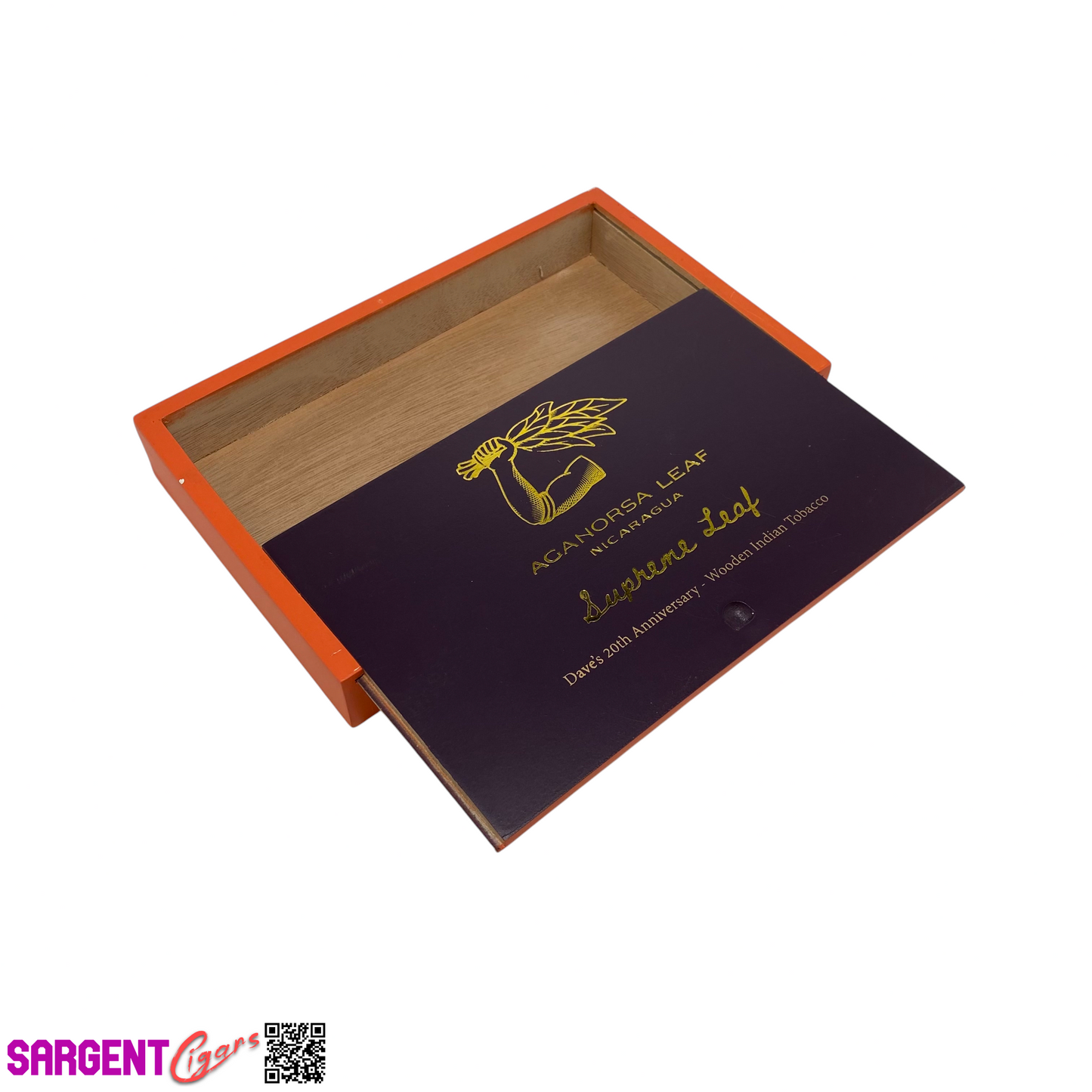 Aganorsa Leaf Supreme Leaf 20th Robusto Empty Wooden Cigar Box 9.5x6x1.25