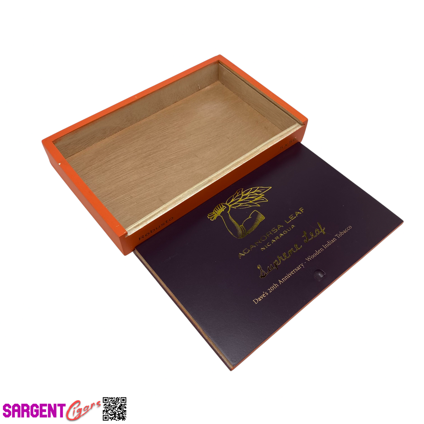 Aganorsa Leaf Supreme Leaf 20th Robusto Empty Wooden Cigar Box 9.5x6x1.25